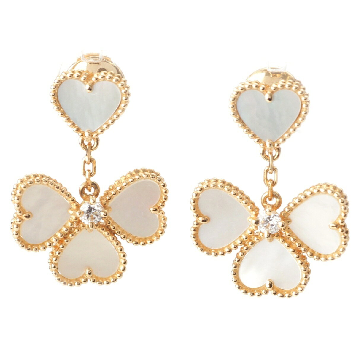 乐天商城 - ヴァンクリーフ＆アーペル Van Cleef & Arpels スウィートアルハンブラ ハート ダイヤ ピアス イヤリング ジュエリー Au750 VCARN5PQ00 マザーオブパール　ゴールド 6.4g【中古】【正規品保証】