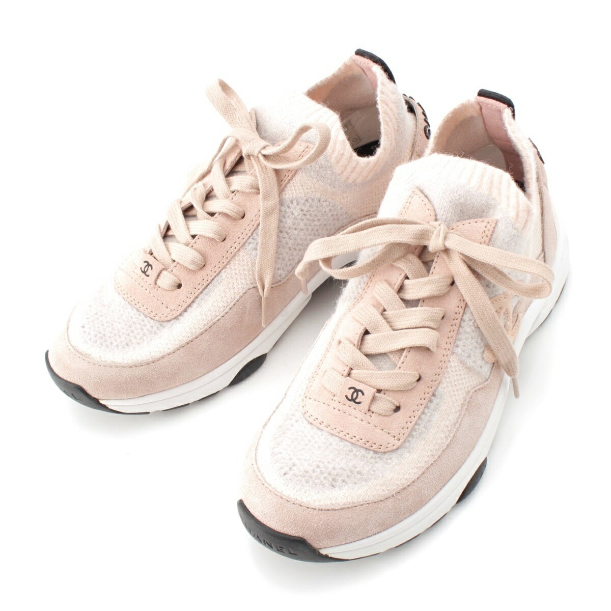 乐天商城 - シャネル CHANEL 23B ココマーク ニット ソックス スニーカー シューズ G38750 ピンク 36【中古】【正規品保証】