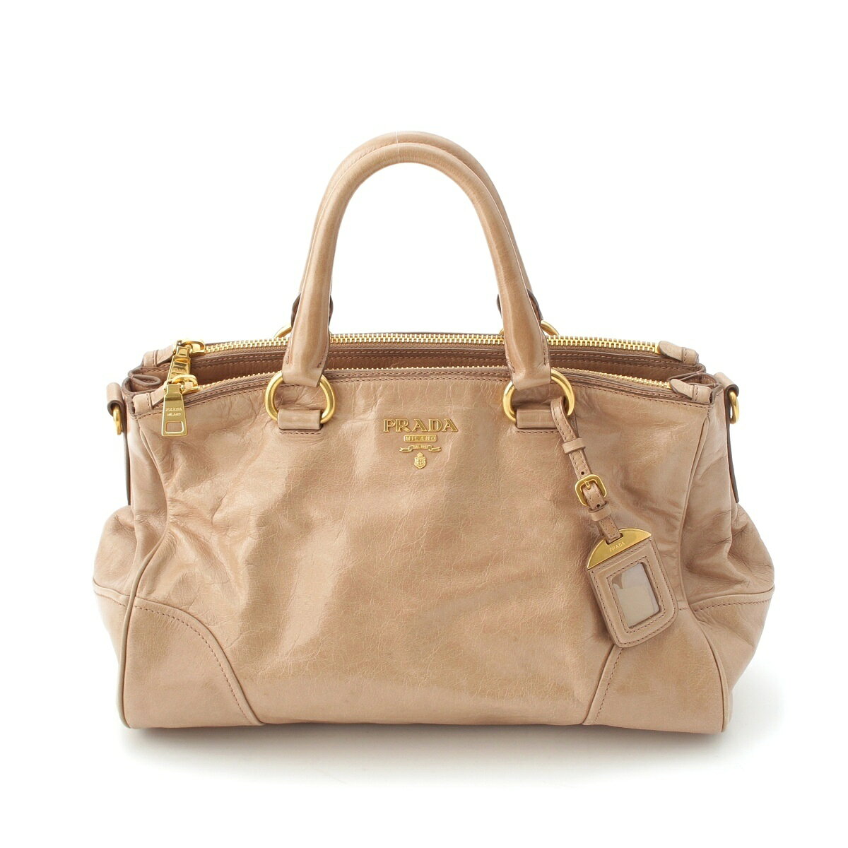 乐天商城 - プラダ PRADA ヴィッテロシャイン 2WAY ショルダーバッグ BN2324 ベージュ【中古】【正規品保証】