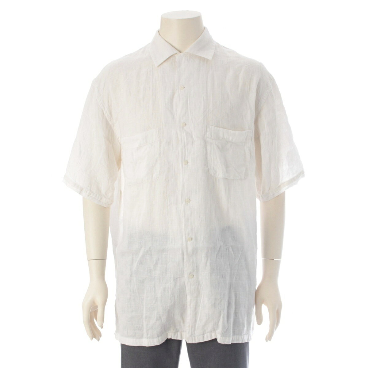 乐天商城 - ジョルジオアルマーニ GIORGIO ARMANI 80-90s ヴィンテージ 半袖シャツ トップス ホワイト M【中古】【正規品保証】