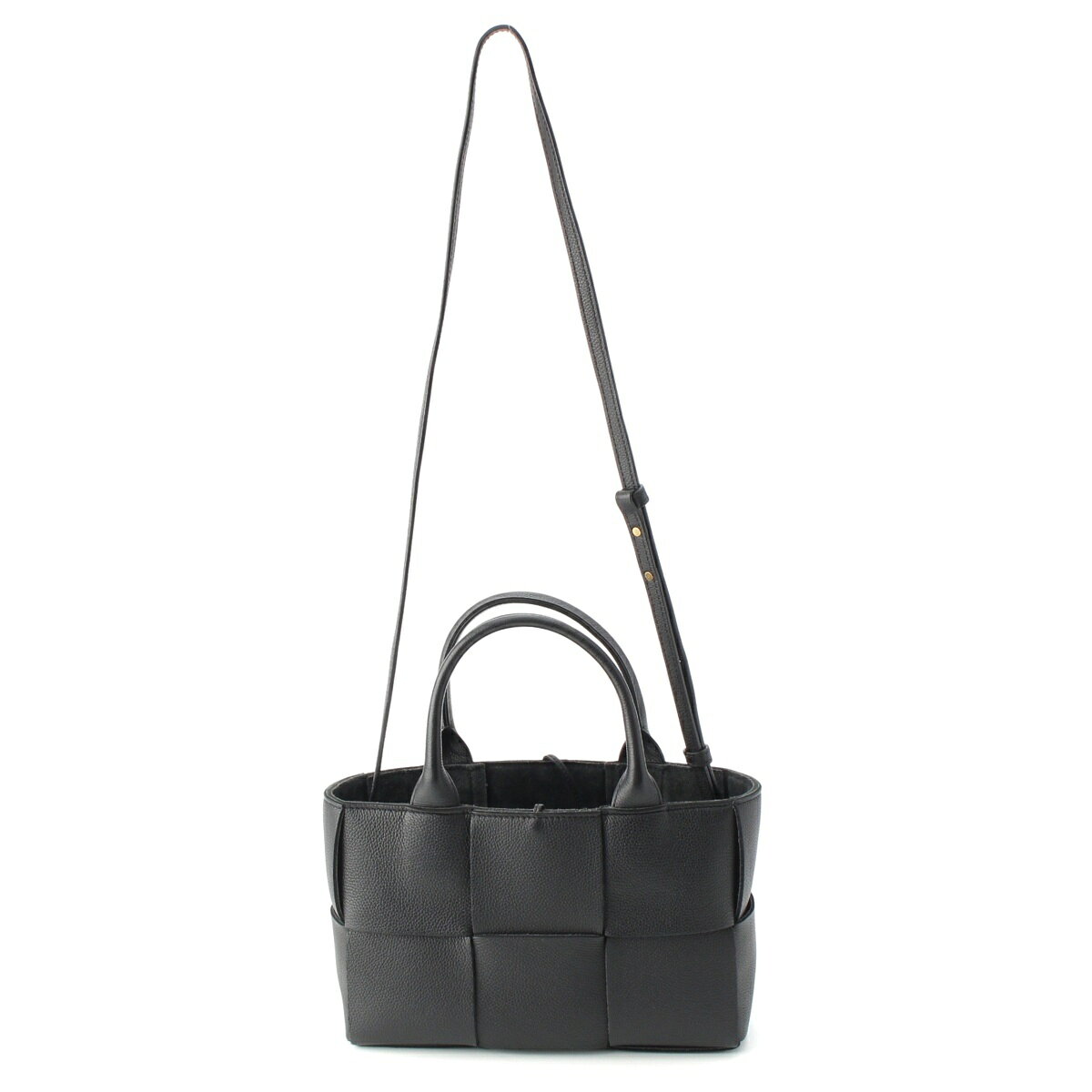 乐天商城 - ボッテガヴェネタ BOTTEGAVENETA レザー マキシイントレチャート ミニアルコ 2WAY ハンドバッグ ブラック【中古】【正規品保証】