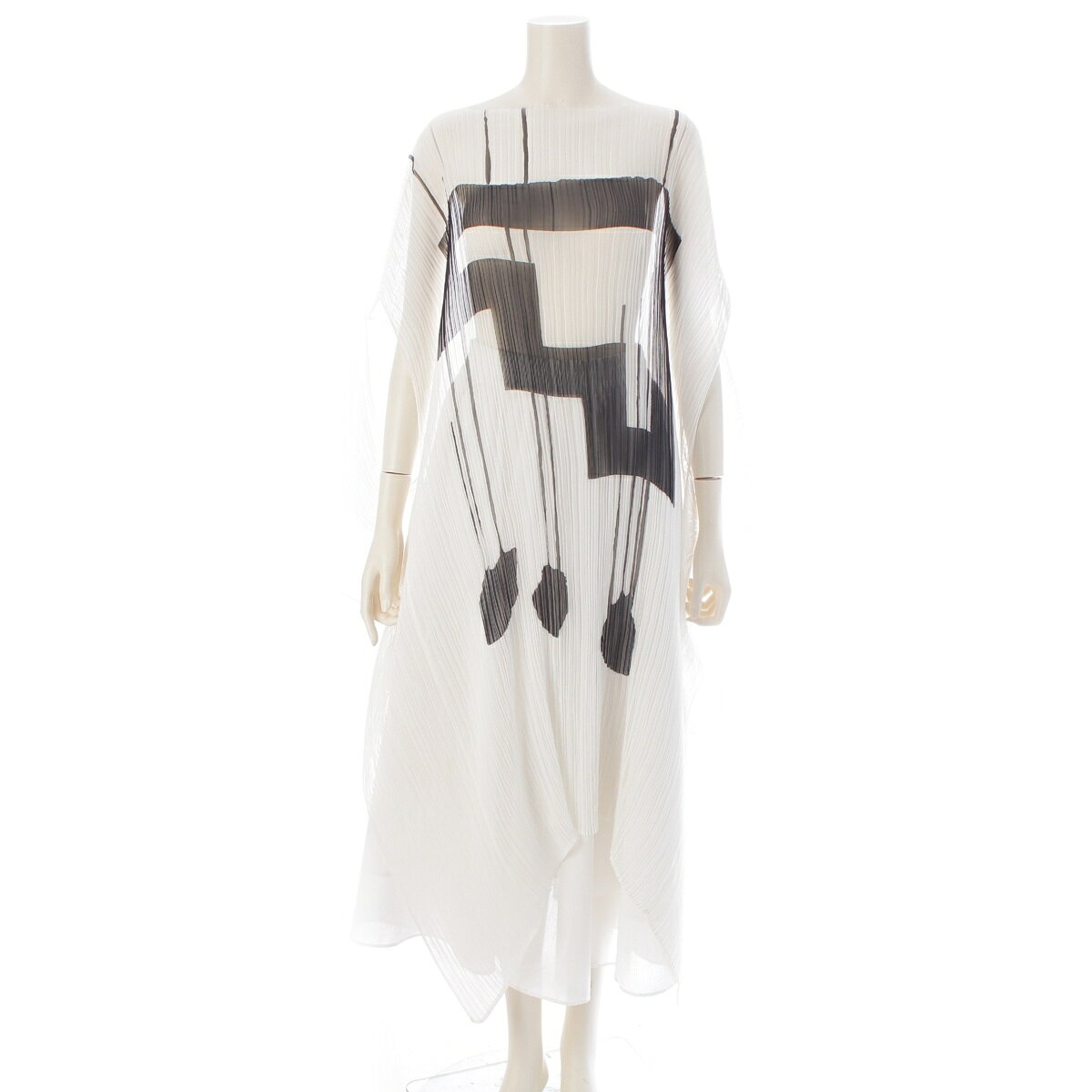 乐天商城 - イッセイミヤケ ISSEY MIYAKE IKKO TANAKA 墨戯 プリーツプリーズ ロング ジレ ベスト PP72-AD371 ホワイト【中古】【正規品保証】