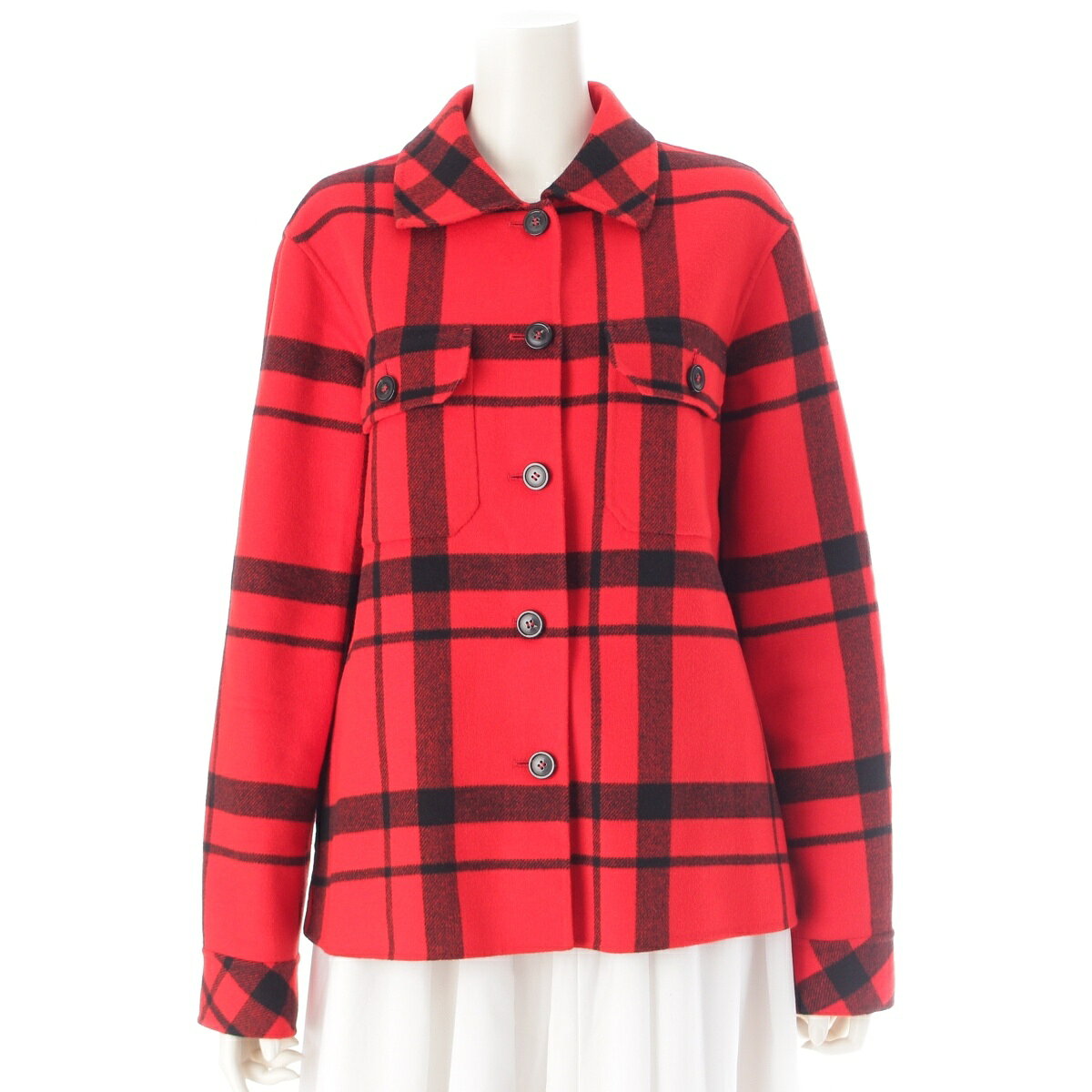 Rakuten - マックスマーラ ウィークエンド Max Mara Weekend クチートアマーノ Cucito a mano ウール チェック柄 テーラードジャケット 504601996 レッド 40【中古】【正規品保証】