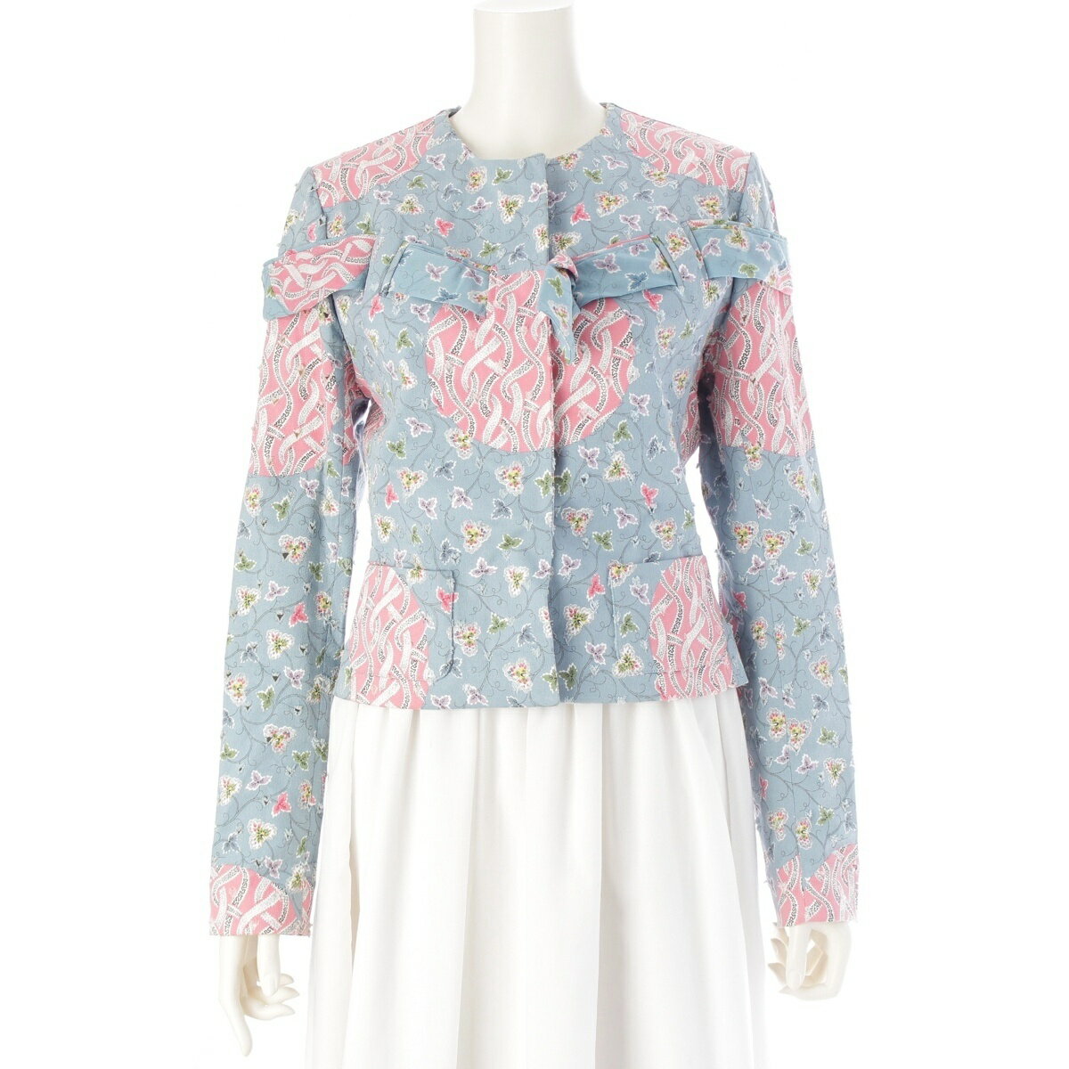 Rakuten - ディオール Dior 03SS コットン ガリアーノ期トリム 総柄 デニムジャケット 3P12022121 ブルー 40【中古】【正規品保証】