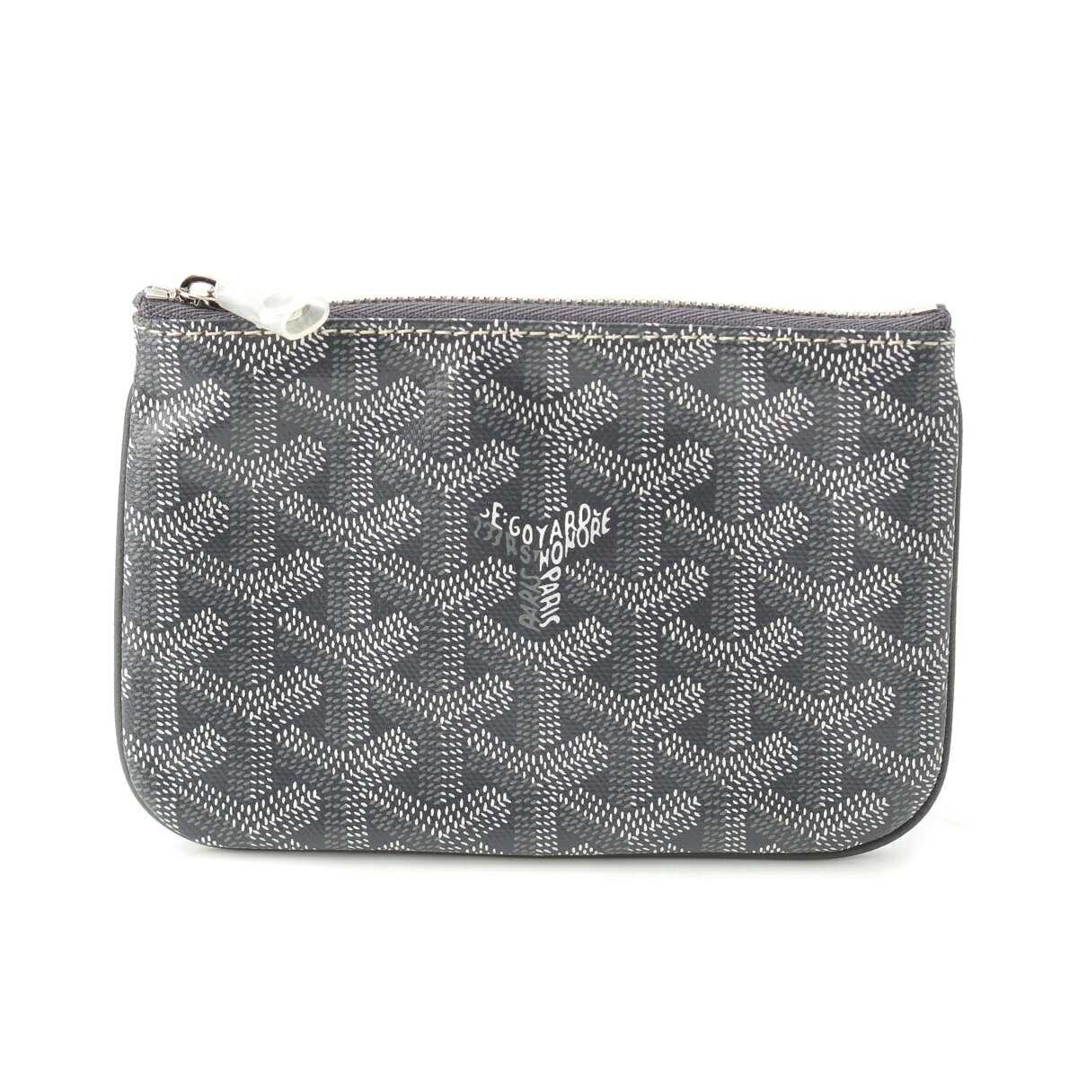GOYARD - ゴヤール GOYARD マティニョン PVC コットン リネン セナ ミニ ヘリンボーン柄 ポーチ グレー【中古】【正規品保証】