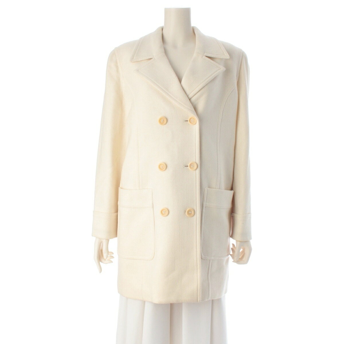 乐天商城 - レオナール LEONARD カシミヤ コットン シルク コート アウター 0328985 アイボリー ホワイト 9【中古】【正規品保証】