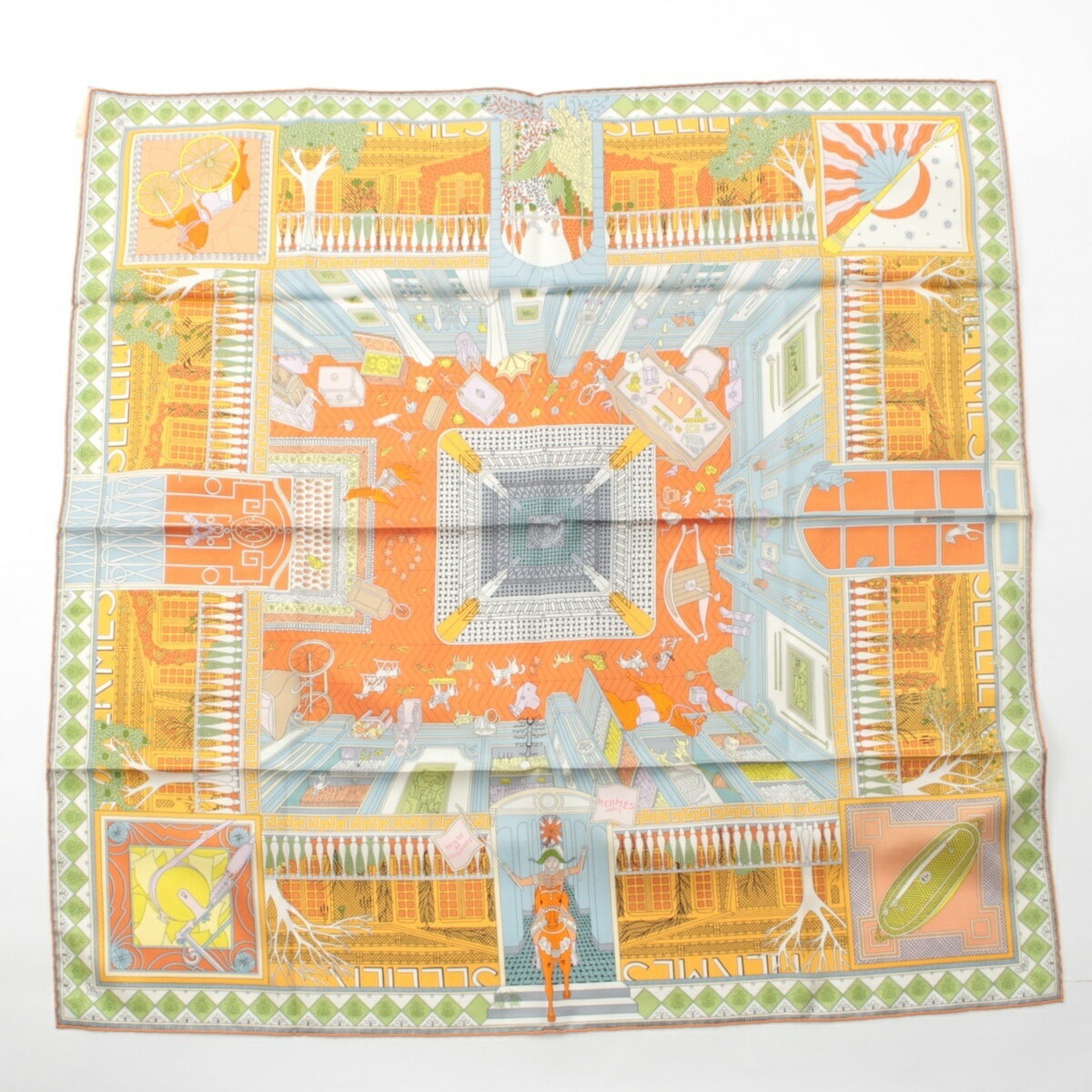 乐天商城 - エルメス HERMES カレ90 シルク Objets de Curiosite オブジェ・ドゥ・キュリオジテ スカーフ オレンジ【中古】【正規品保証】