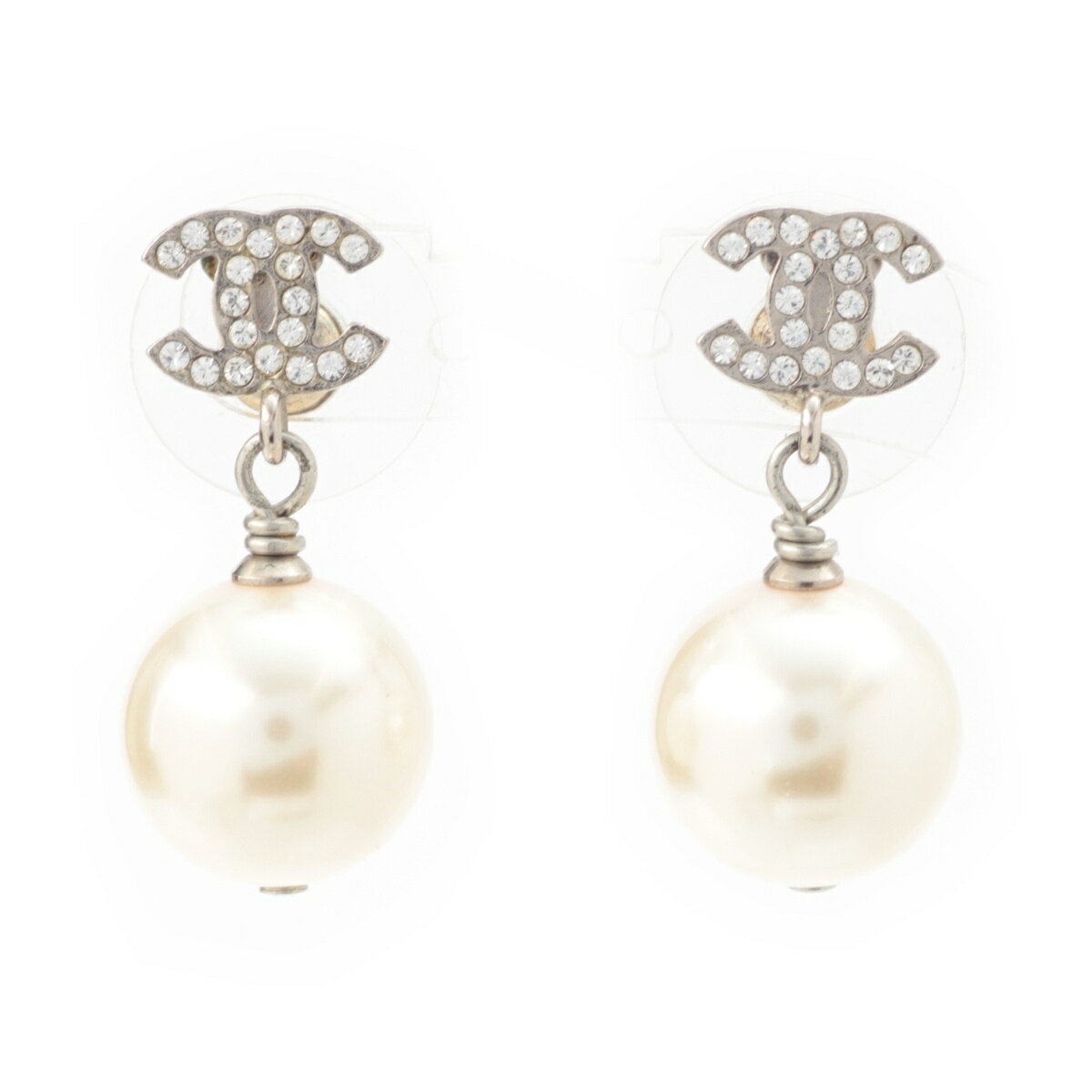 乐天商城 - シャネル CHANEL A16V ココマーク ラインストーン パール ピアス 両耳用 アクセサリー シルバー【中古】【正規品保証】