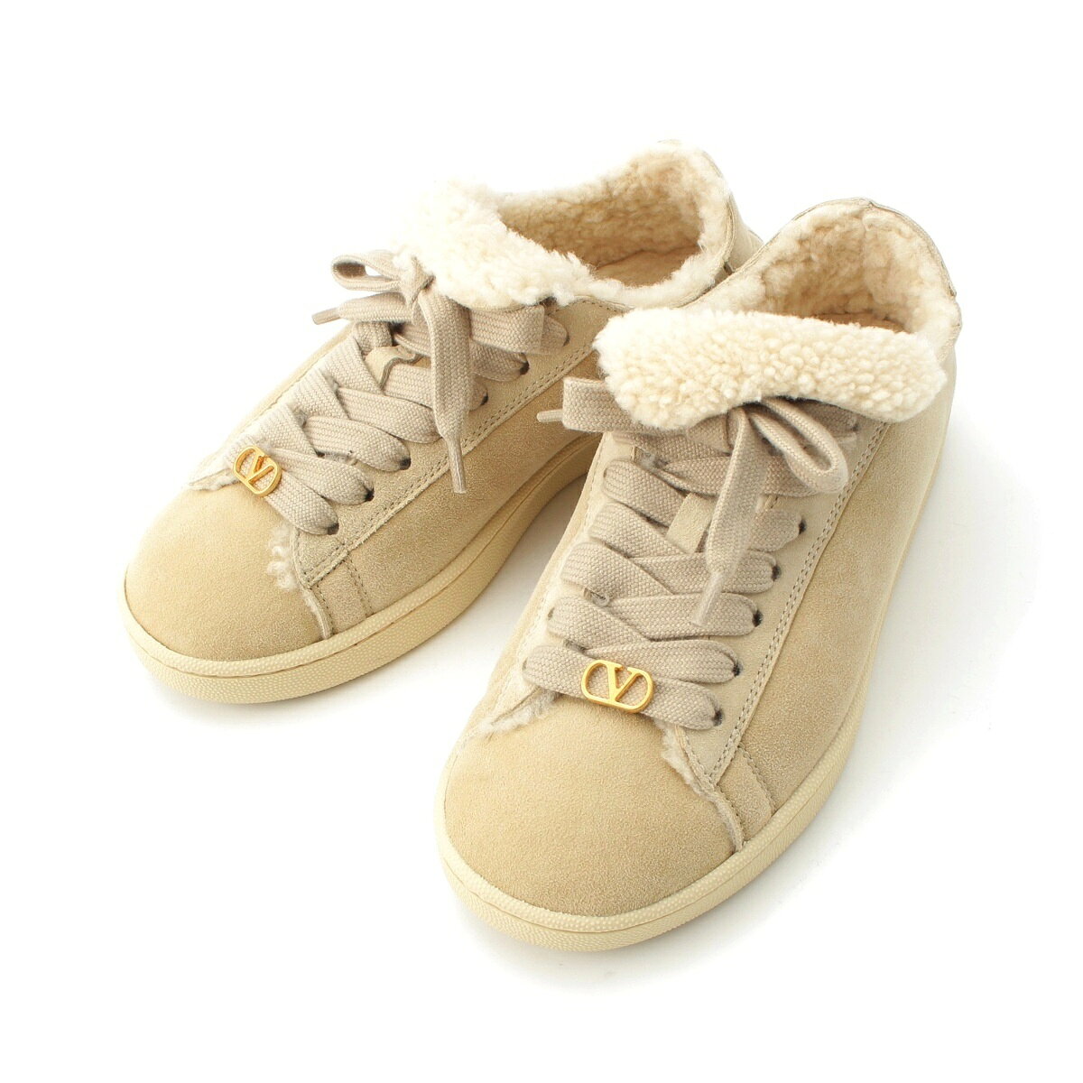乐天商城 - ヴァレンティノ VALENTINO 25AW ムートン ロートップ スニーカー シューズ 7W0S0LX9 グリーン系 35【中古】【正規品保証】