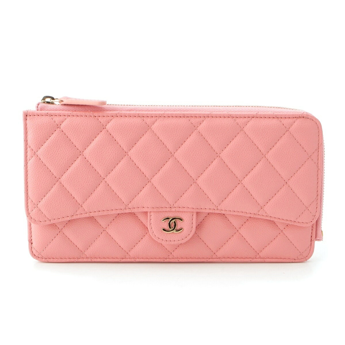 乐天商城 - シャネル CHANEL キャビアスキン ココマーク マトラッセ ロングウォレット 長財布 AP3643 ピンク【中古】【正規品保証】