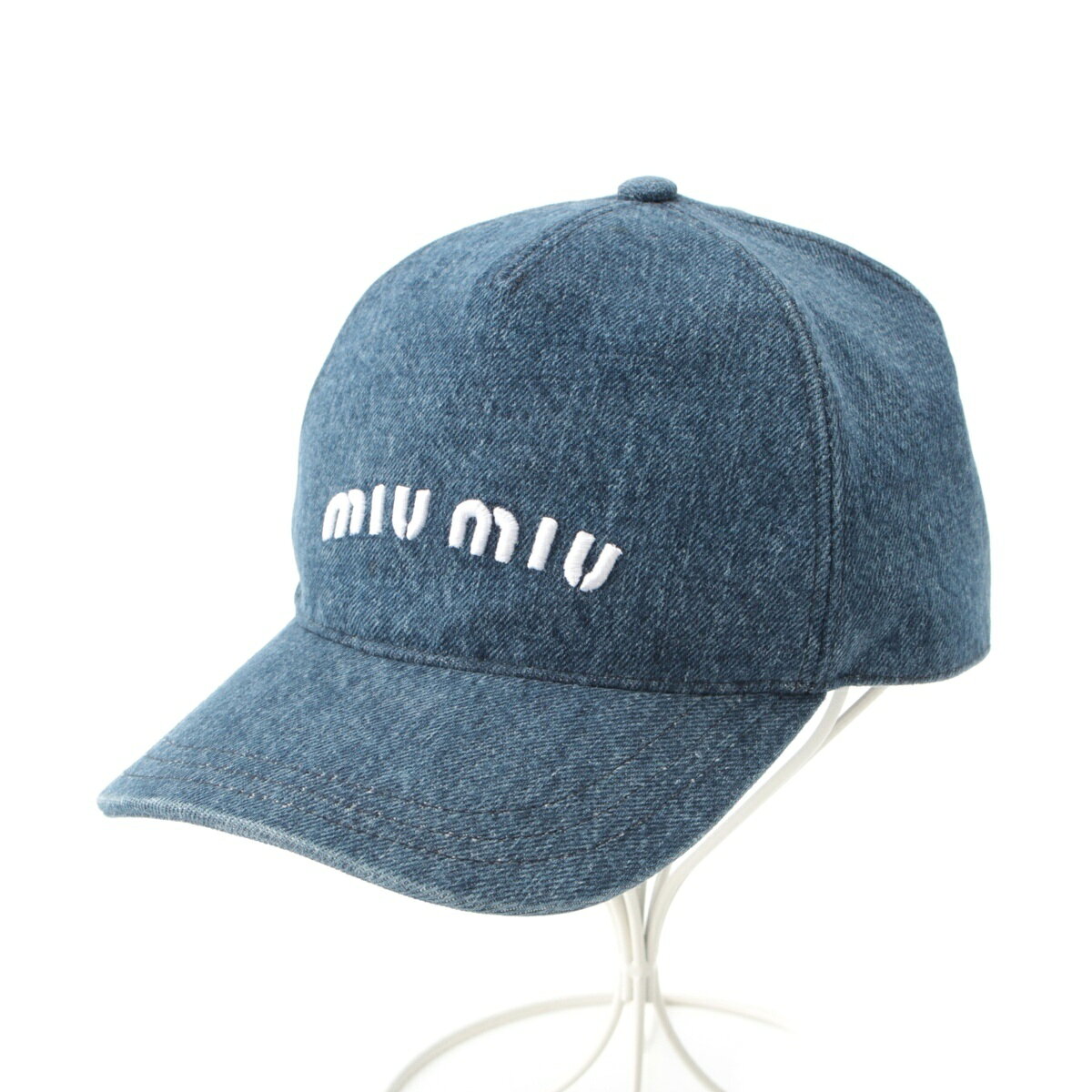 乐天商城 - ミュウミュウ MIUMIU 22年 ロゴ刺繍 デニム キャップ 帽子 5HC179 インディゴ ブルー S【中古】【正規品保証】