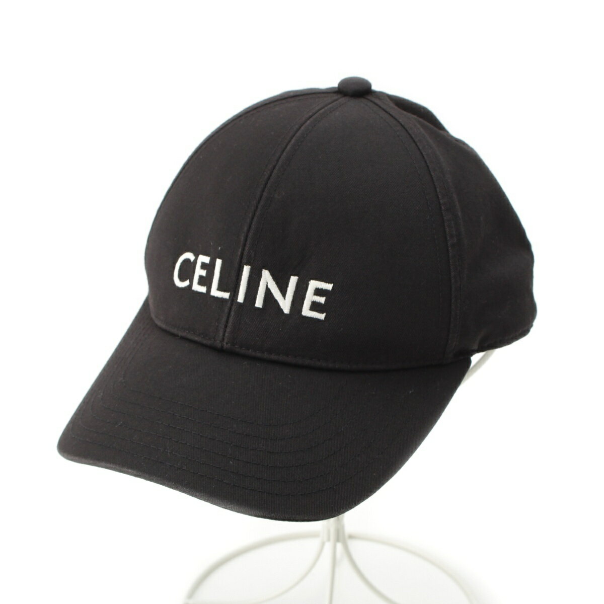 乐天商城 - セリーヌ CELINE ロゴ刺繍 キャップ 帽子 ブラック M【中古】【正規品保証】