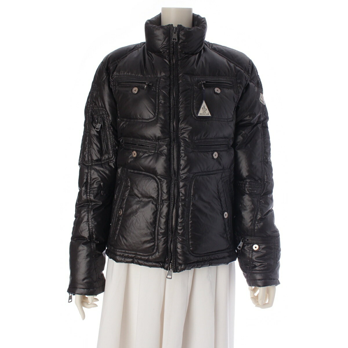 乐天商城 - モンクレール MONCLER ロゴ ダブルジップ ダウンジャケット アウター ブラック 1【中古】【正規品保証】