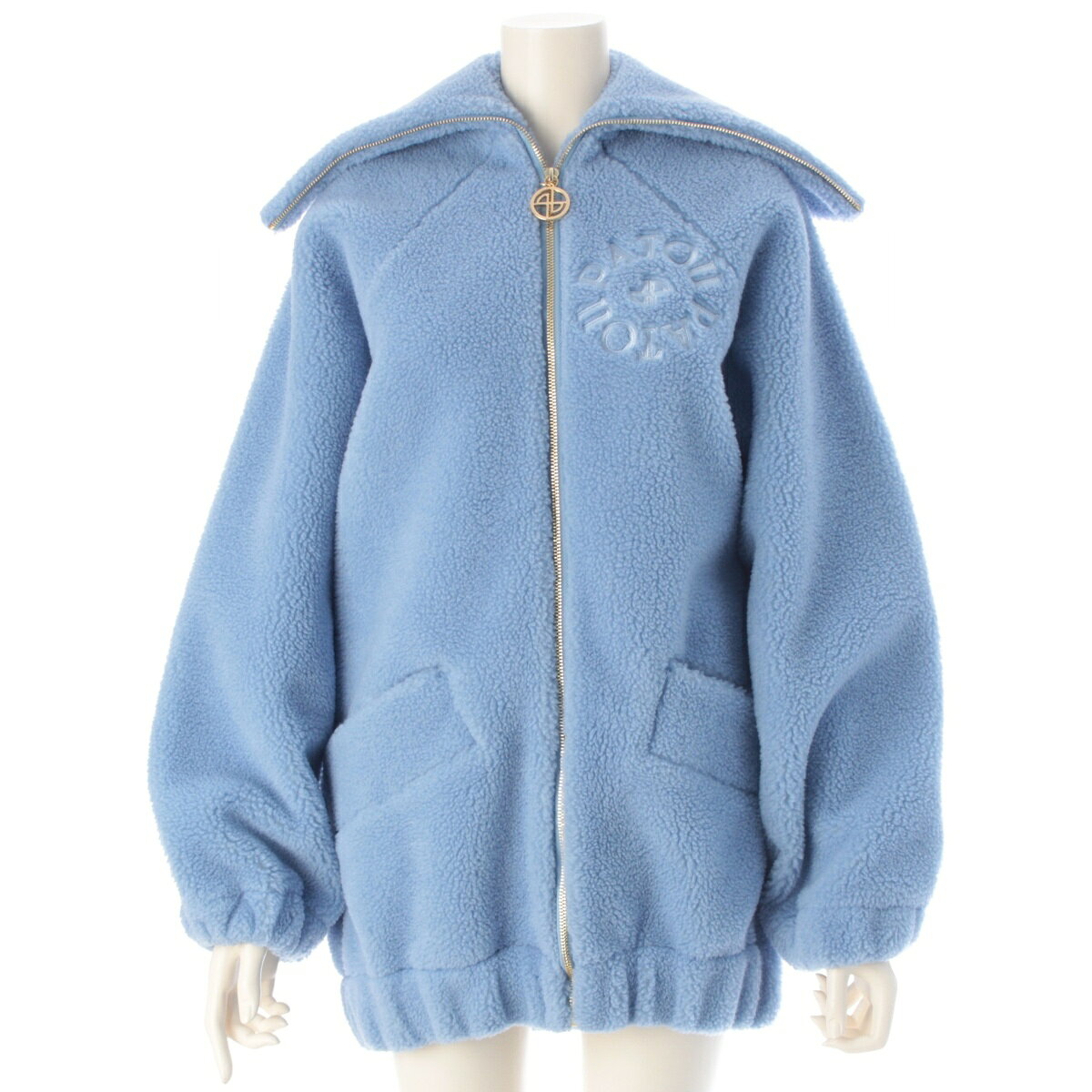 Rakuten - パトゥ Patou 23AW コットン ロゴ刺繍 フェイクシアリング ボンバー ボア ジャケット 23A-JE098-0157 ブルー ライトブルー XS【中古】【正規品保証】