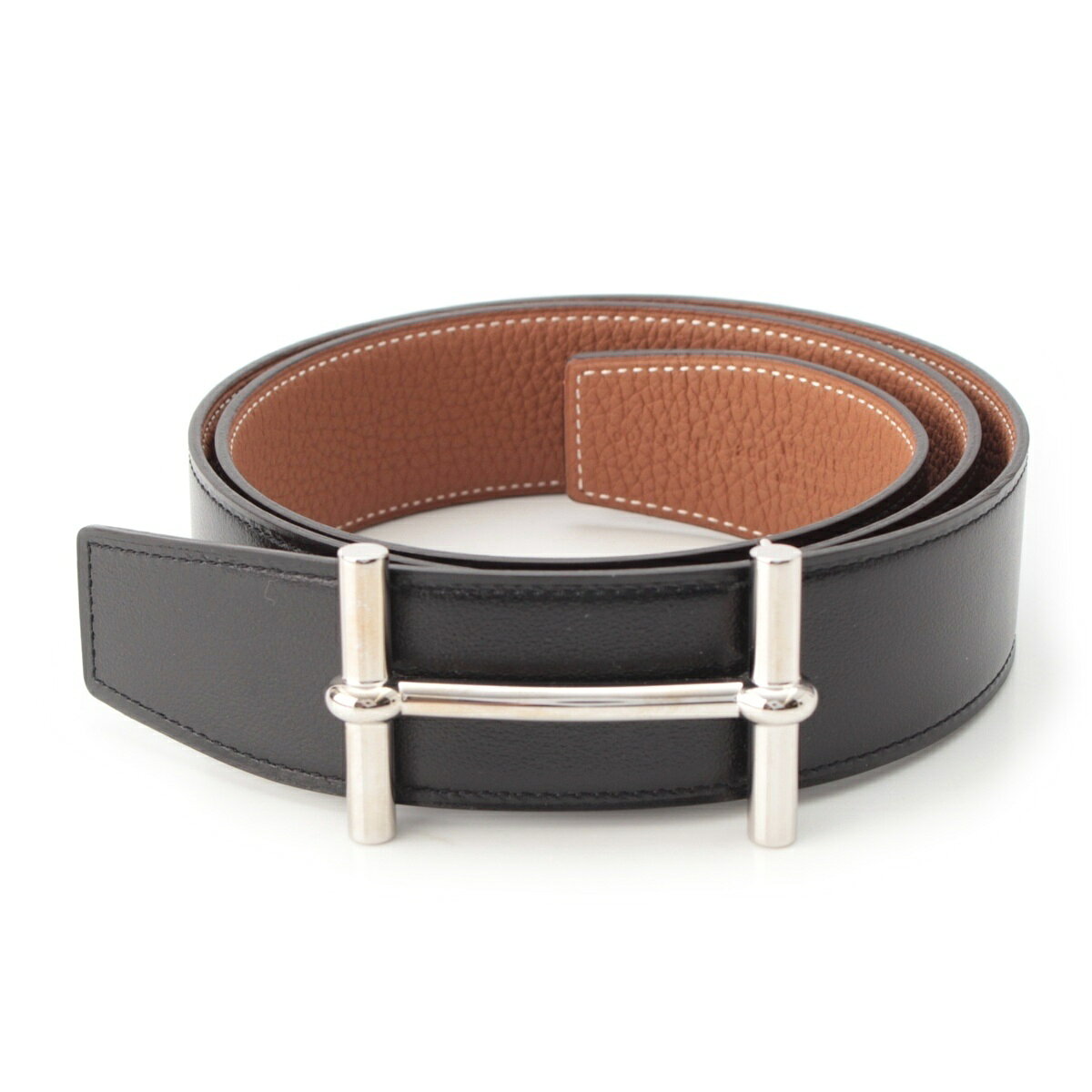 乐天商城 - エルメス HERMES D刻印 19年 ボックスカーフ トゴ Hダンクル リバーシブル 38 ベルト H077938CK05 ブラック ゴールド 90【中古】【正規品保証】