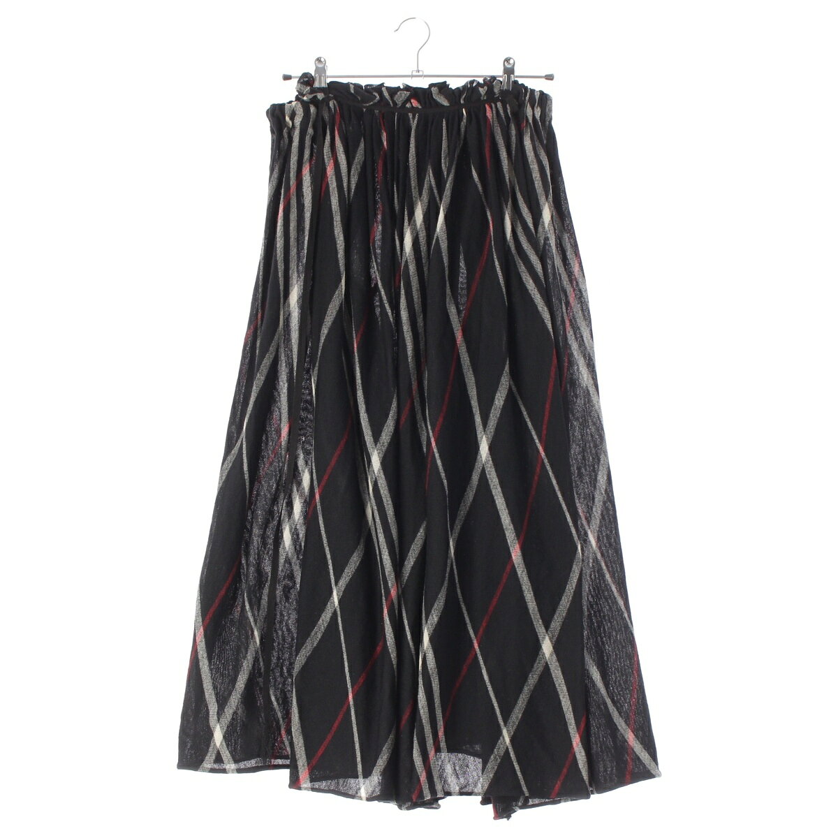 Rakuten - ヨウジヤマモト Yohji Yamamoto ワイズ Y's ウール 変形 多重 ラップ イージー スカート ブラック ホワイト レッド 3【中古】【正規品保証】