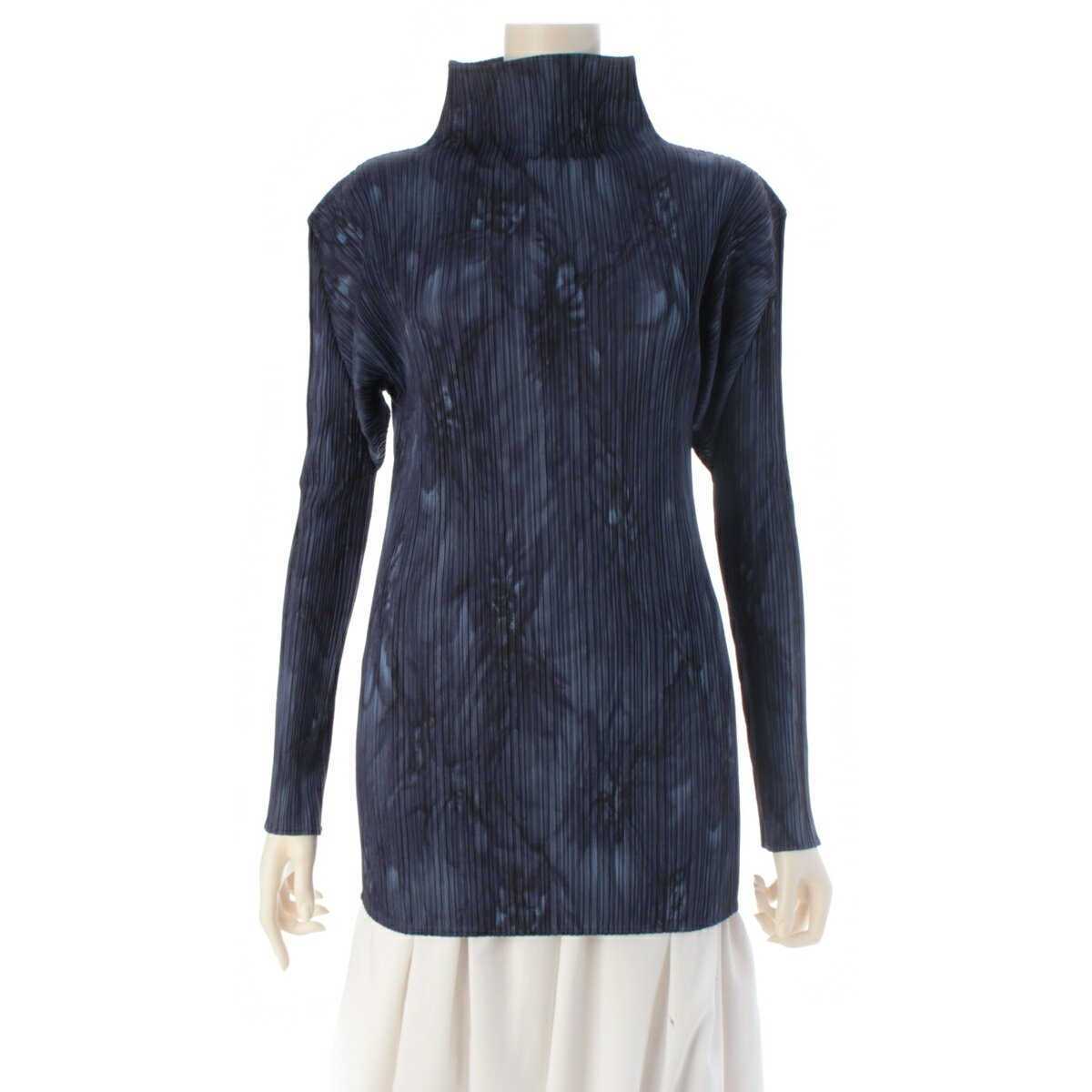 Rakuten - プリーツプリーズ イッセイミヤケ PLEATS PLEASE ISSEY 総柄 ボトルネック カットソー トップス PP63-JK104 ブルー F【中古】【正規品保証】