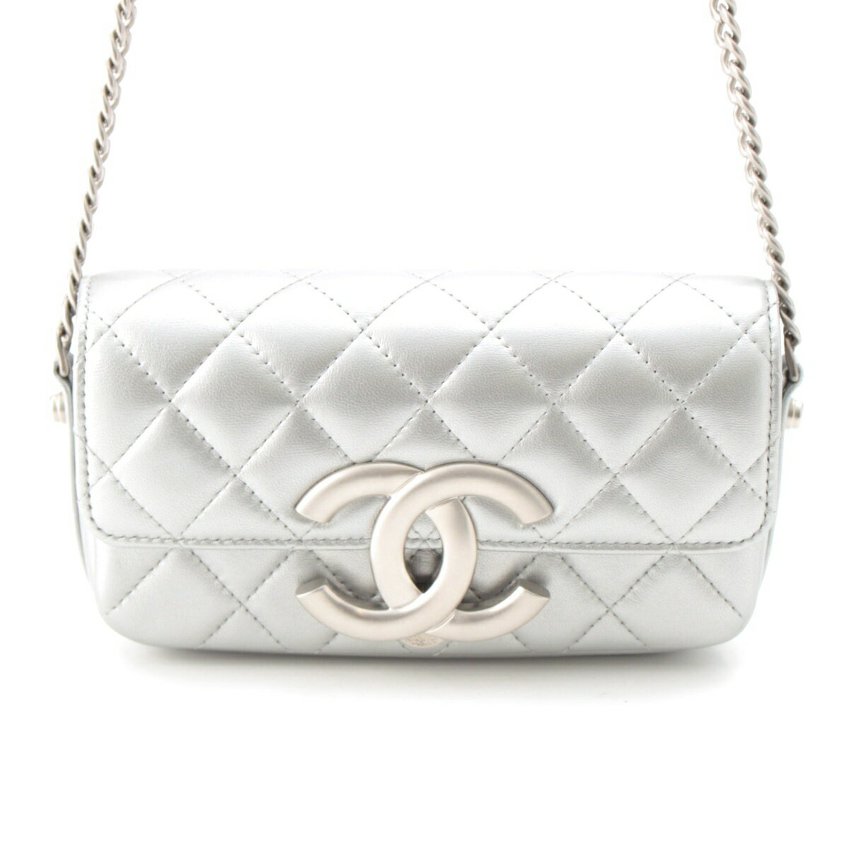 乐天商城 - シャネル CHANEL レザー マトラッセ デカココマーク チェーン ショルダーバッグ AP3207 シルバー【中古】【正規品保証】