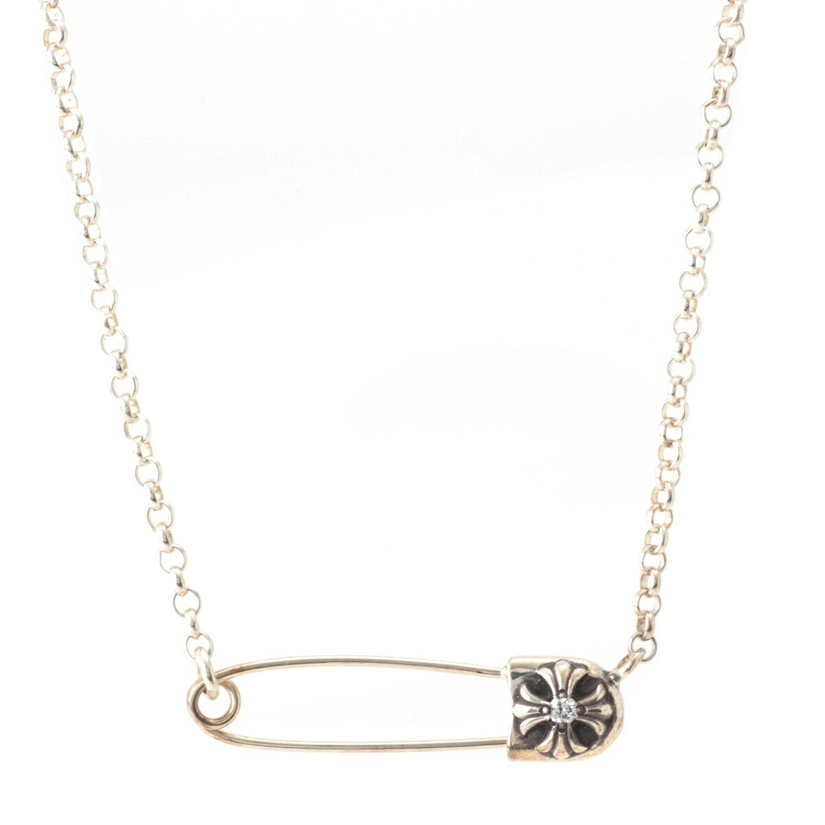 乐天商城 - クロムハーツ CHROME HEARTS CHAIN SAFETY PIN CH PLS セーフティピン 安全ピン 1Pダイヤ ネックレス ジュエリー 925 シルバー 6.4g【中古】【正規品保証】