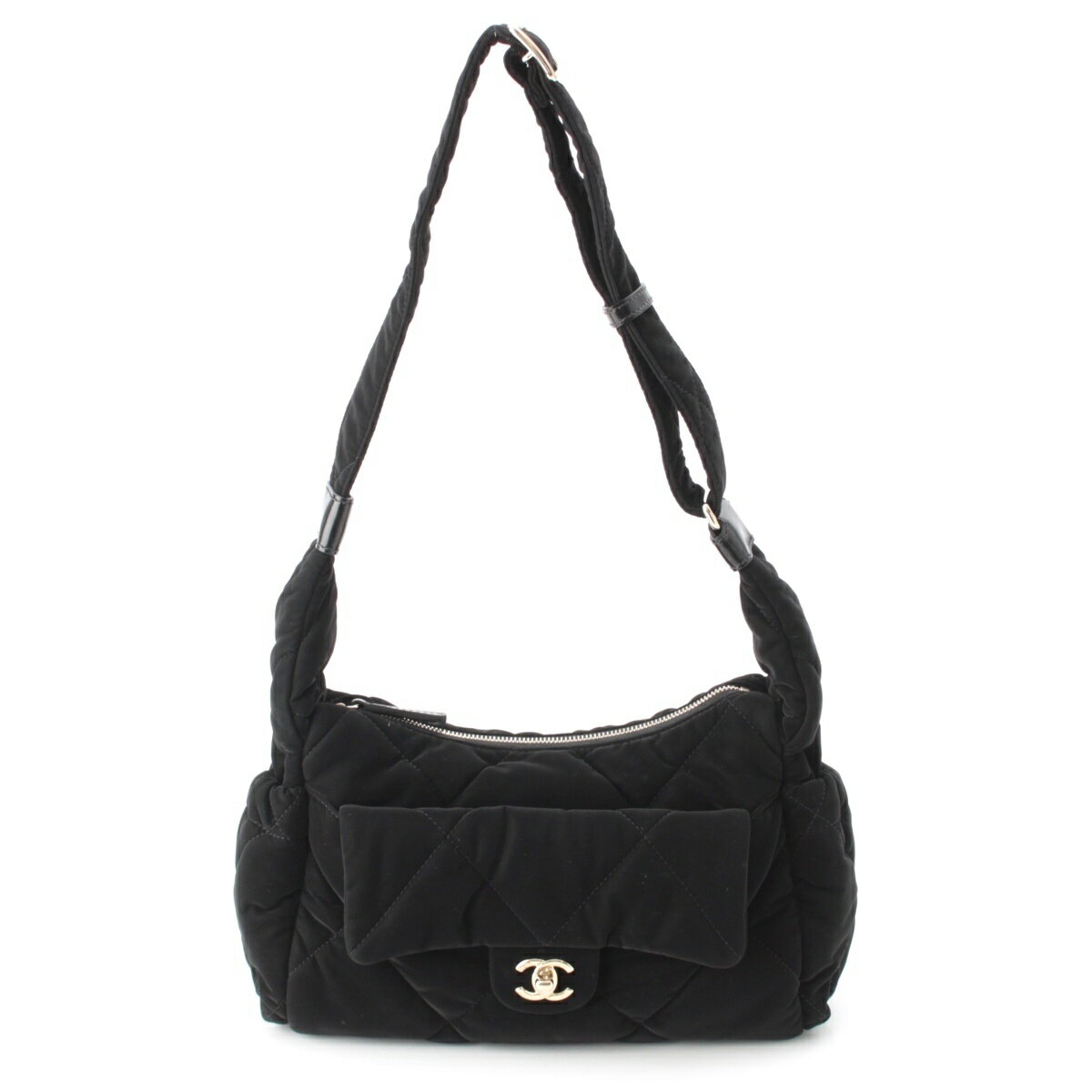 Other - シャネル CHANEL ベルベットエフェクトナイロン ボーリング ホーボー ワン ショルダーバッグ AS5054 ブラック ラージ【中古】【正規品保証】