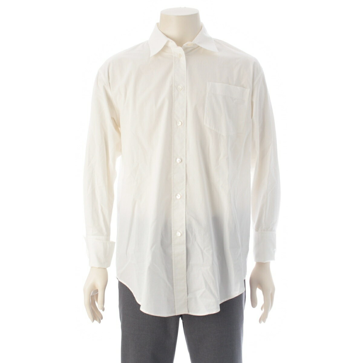 乐天商城 - ザロウ THE ROW コットン MENT SHIRT オーバーサイズ シェルボタン シャツ ブラウス 10204 W4075 ホワイト 0【中古】【正規品保証】