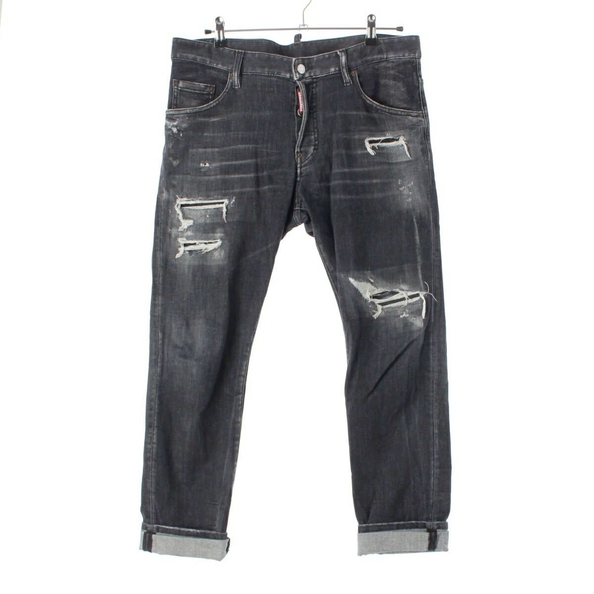 乐天商城 - ディースクエアード DSQUARED2 23AW ダメージ クラッシュ デニム パンツ S71LB1269 ブラック 50【中古】【正規品保証】