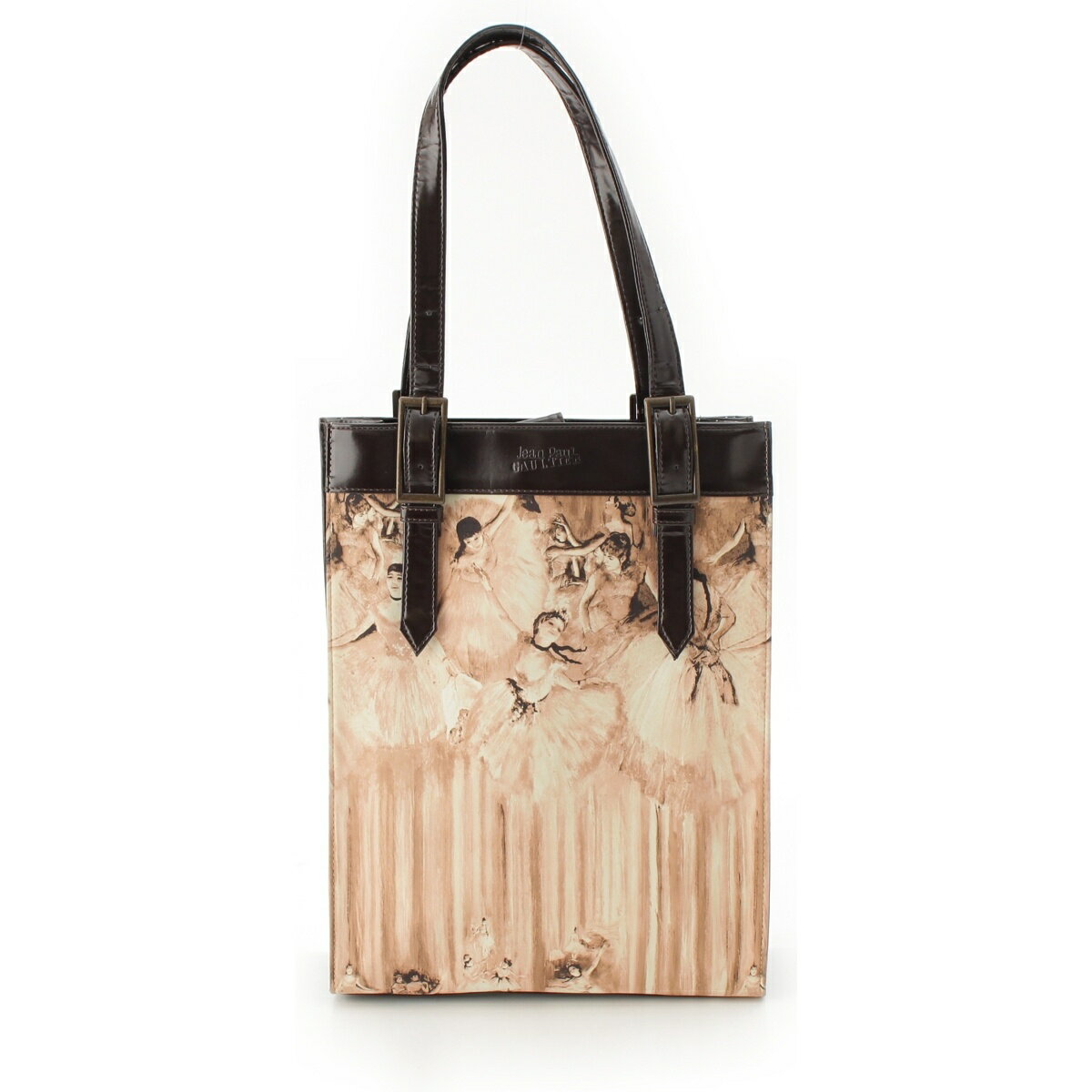 F, H, W - ジャンポールゴルチエ JEAN-PAUL GAULTIER ロゴ プリント 総柄 トート ハンドバッグ ブラウン【中古】【正規品保証】