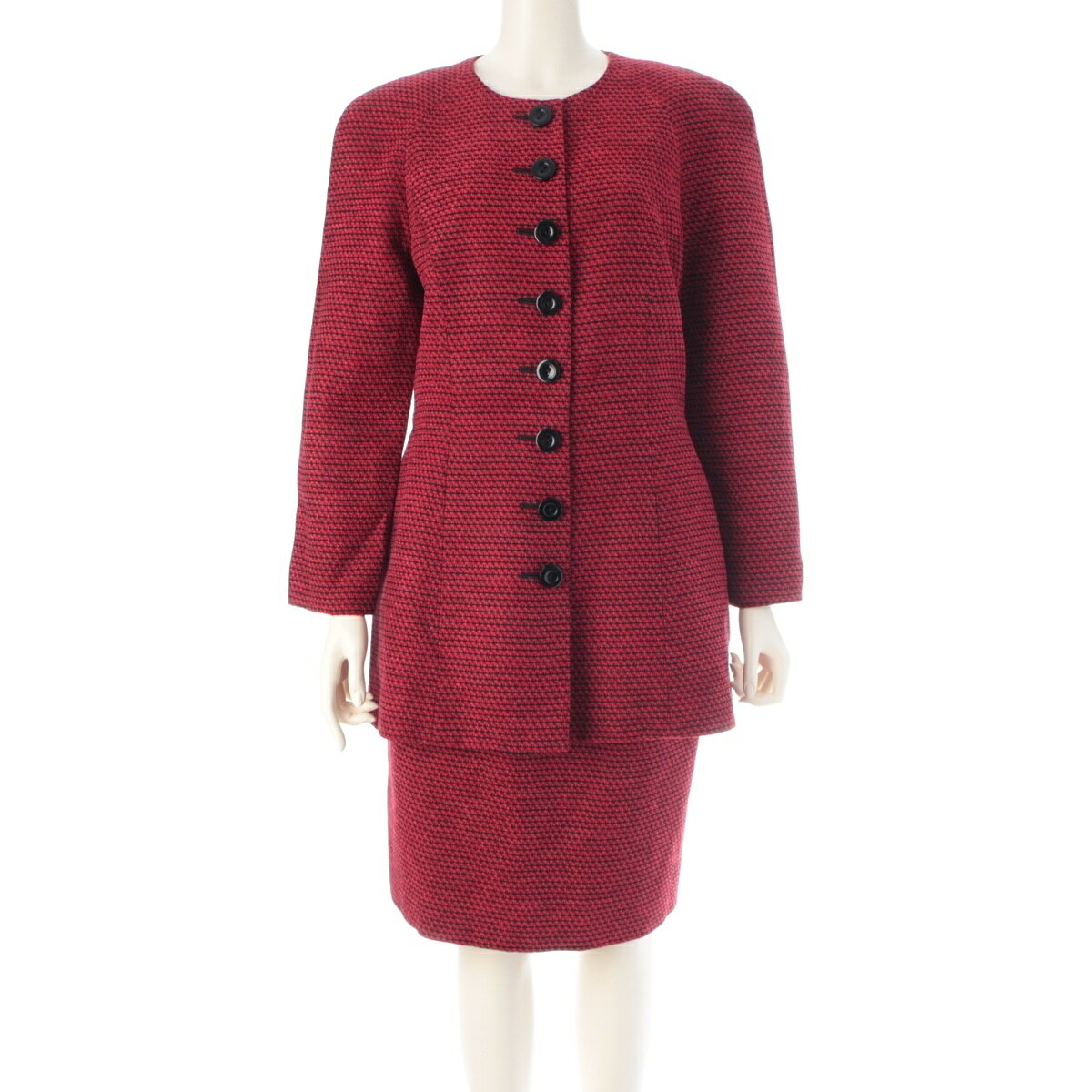 クリスチャンディオール Christian Dior ウール ヴィンテージ ジャケット スカートセットアップ レッド 13【中古】【正規品保証】