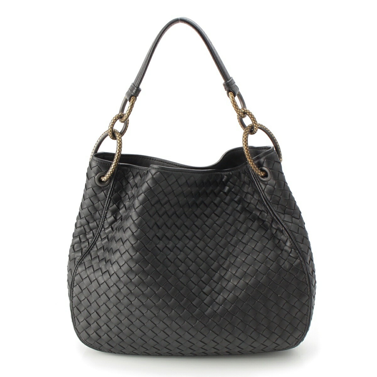 乐天商城 - ボッテガヴェネタ BOTTEGAVENETA イントレチャート ループ ハンドバッグ ショルダーバッグ 494119 ブラック【中古】【正規品保証】