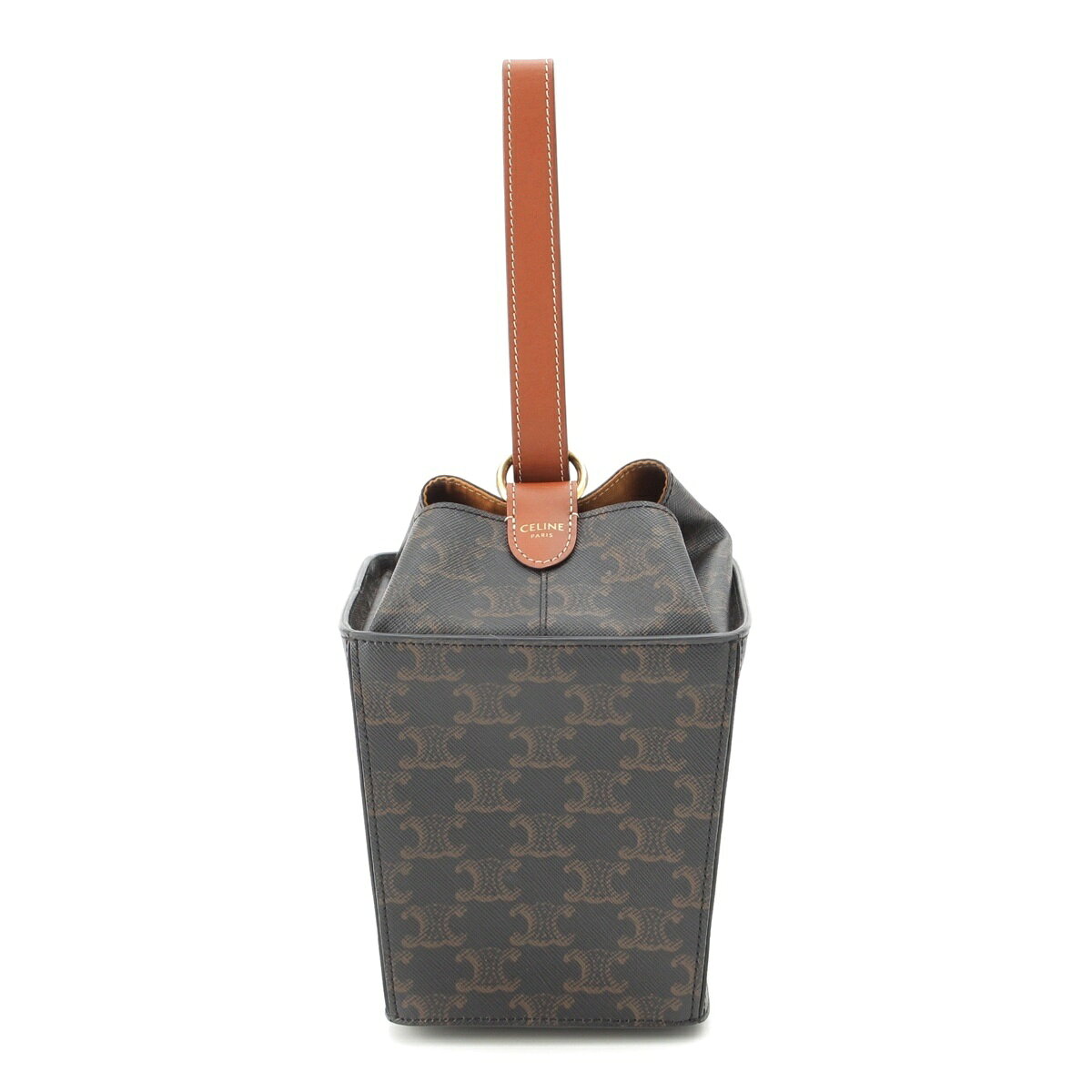 乐天商城 - セリーヌ CELINE トリオンフ ストラップボックス ハンドバッグ ブラウン【中古】【正規品保証】