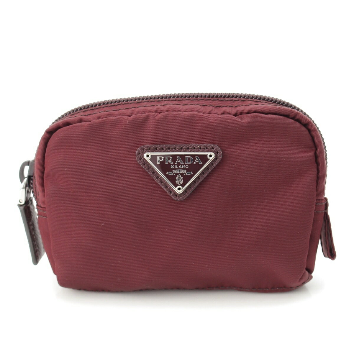 PRADA - プラダ PRADA ナイロン トライアングルプレート ミニ ポーチ ボルドー【中古】【正規品保証】