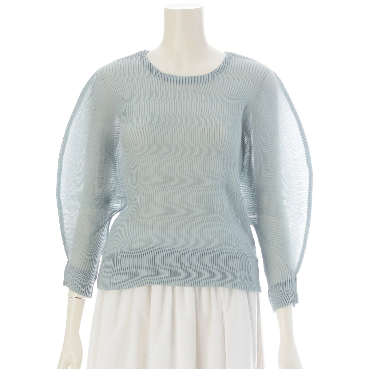 Rakuten - イッセイミヤケ ISSEY MIYAKE プリーツ 3Dスチーム 長袖 カットソー トップス IM31FJ643 ライトブルー 2【中古】【正規品保証】
