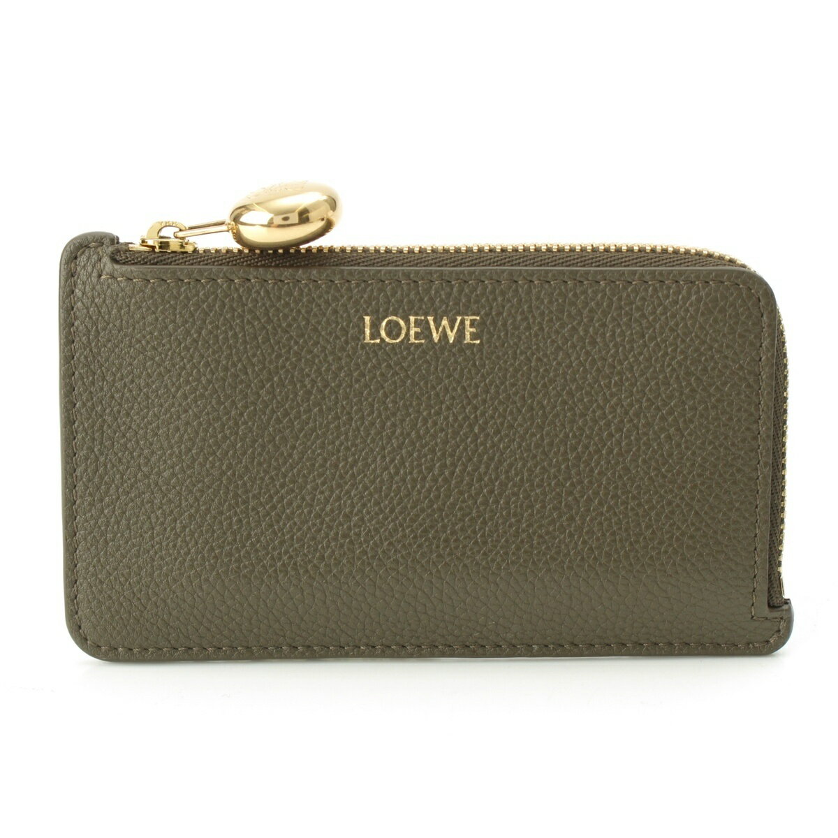 零錢包 - ロエベ LOEWE ぺブル レザー フラグメント カードケース コイン 小銭入れ オリーブ系【中古】【正規品保証】