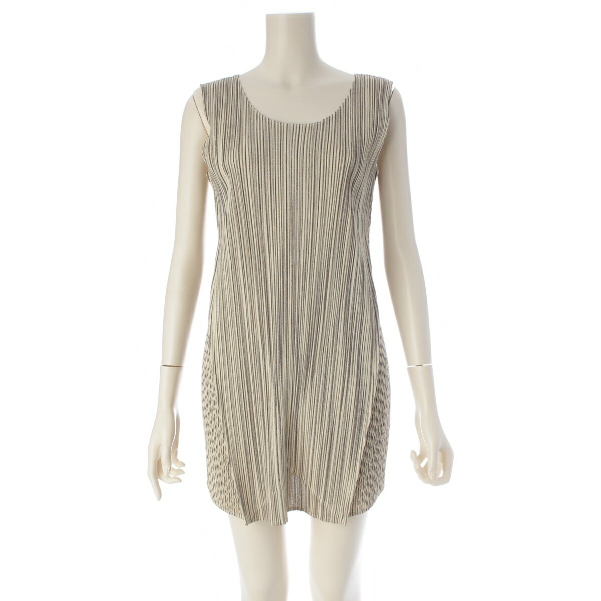 Rakuten - プリーツプリーズ イッセイミヤケ PLEATS PLEASE ISSEY ノースリーブ カットソー トップス PP01-JT536 アイボリー 3【中古】【正規品保証】