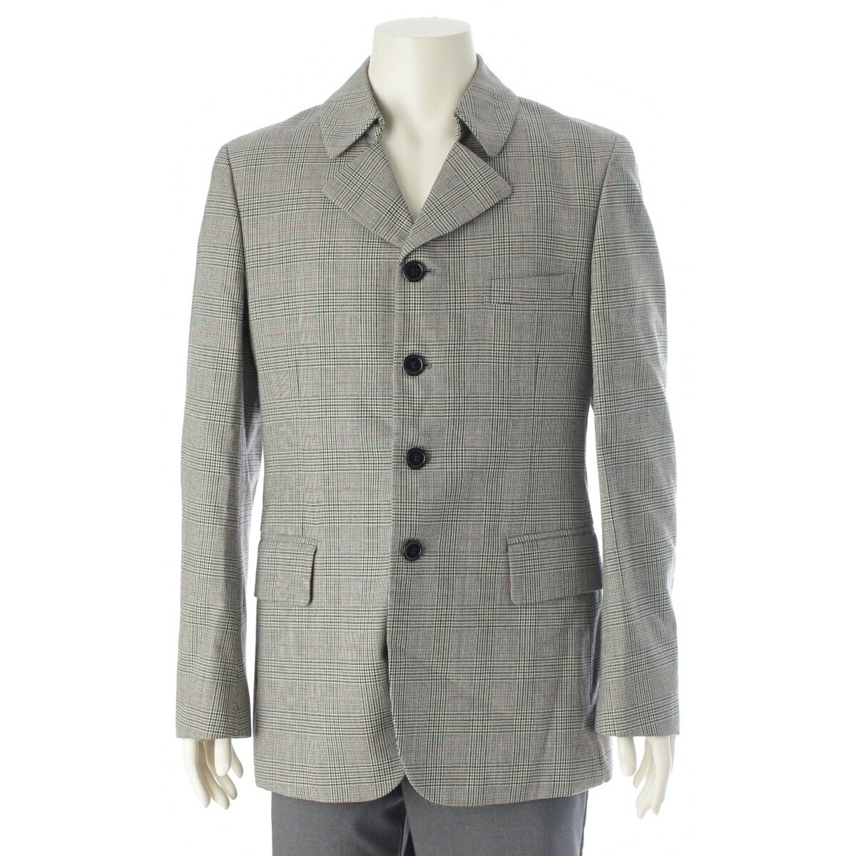 乐天商城 - コムデギャルソンオムプリュス COMME des GARCONS HOMME PLUS AD2001 ウール ハウンドトゥース 4B ジャケット PC-J054 グレー M【中古】【正規品保証】