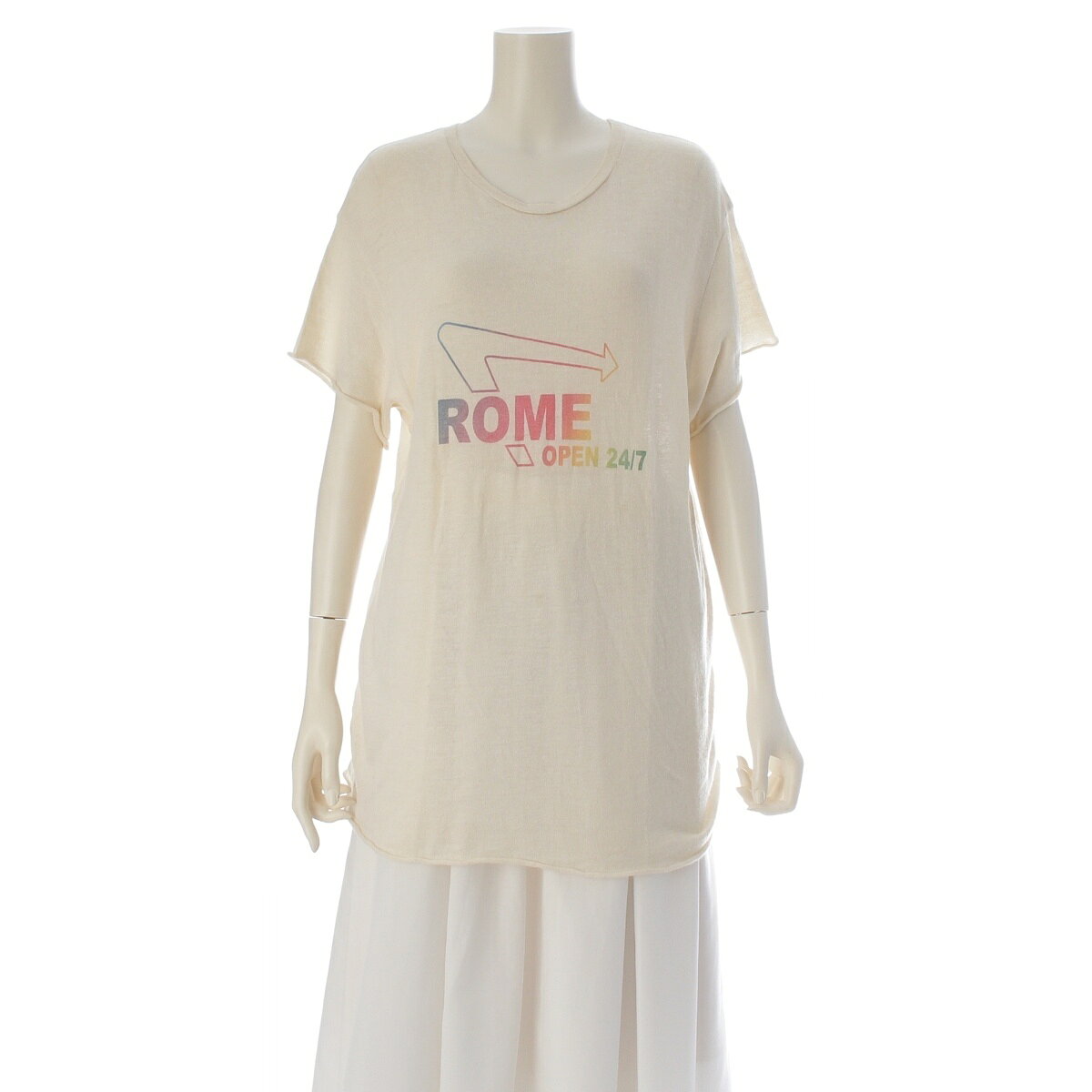 Rakuten - ジ エルダー ステイツマン The Elder Statesman 2024/07 GREG CHAIT カシミヤ シルク ROME 半袖 ニット トップス オフホワイト M【中古】【正規品保証】