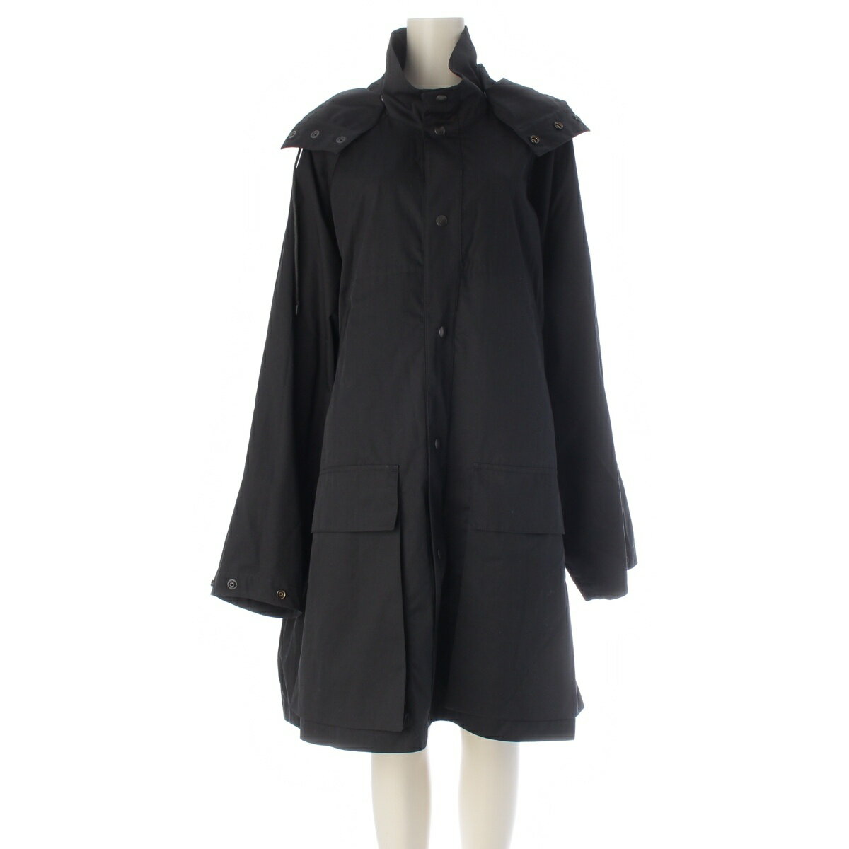 乐天商城 - クリストフルメール CHRISTOPHE LEMAIRE Detachable Hood Raincoat コート アウター CO1028 ブラック 36【中古】【正規品保証】
