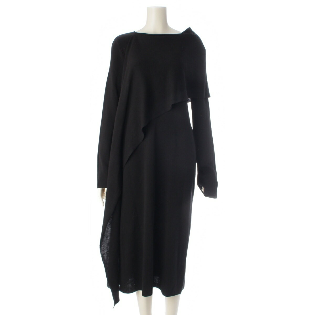 Rakuten - ザロウ THE ROW LEA DRAPED SILK TOP シルク クレープ アシンメトリー チュニック ワンピース トップス 8051-Y733 ブラック XS【中古】【正規品保証】