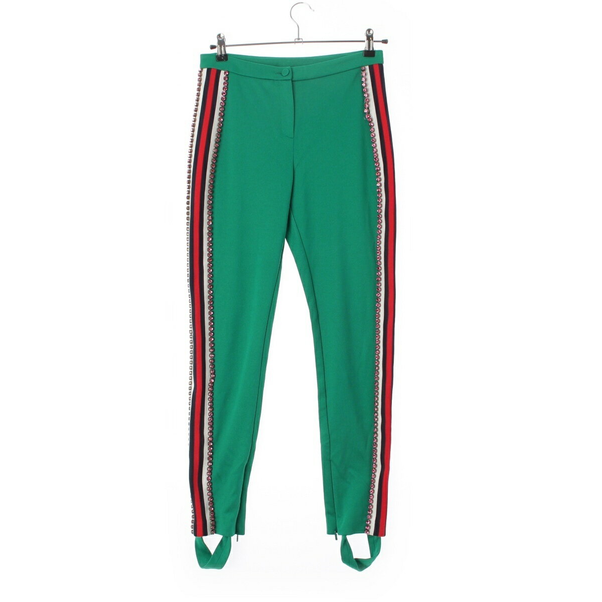 乐天商城 - グッチ GUCCI クリスタル シェリーライン トレンカ パンツ ジャージ ボトムス 495179 グリーン S【中古】【正規品保証】