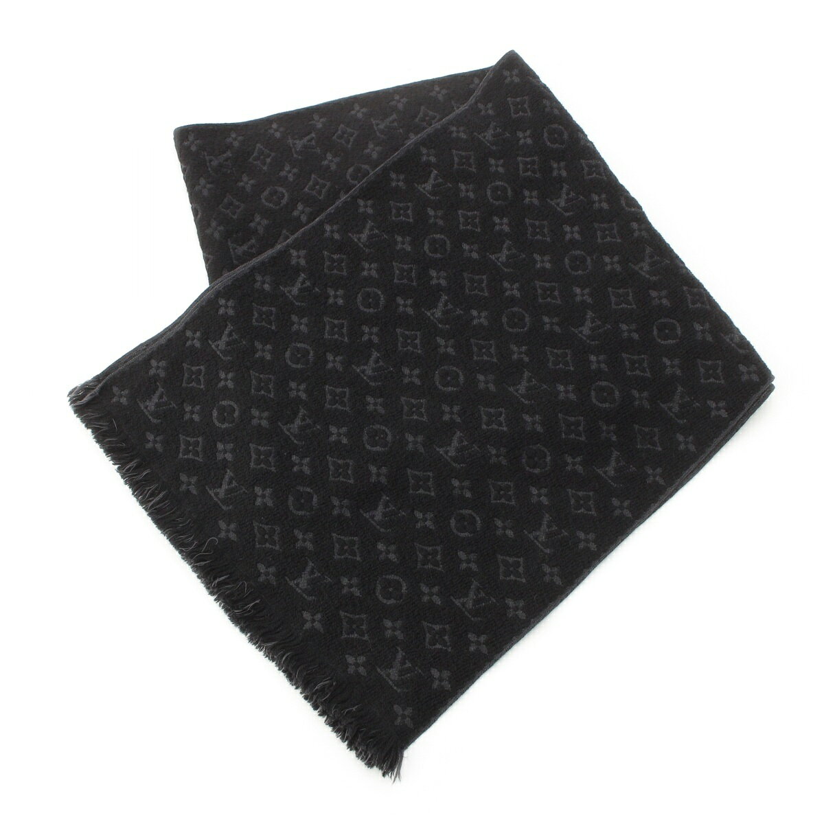 ルイヴィトン LOUIS VUITTON モノグラム ウール エシャルプ マフラー M70520 ブラック【中古】【正規品保証】