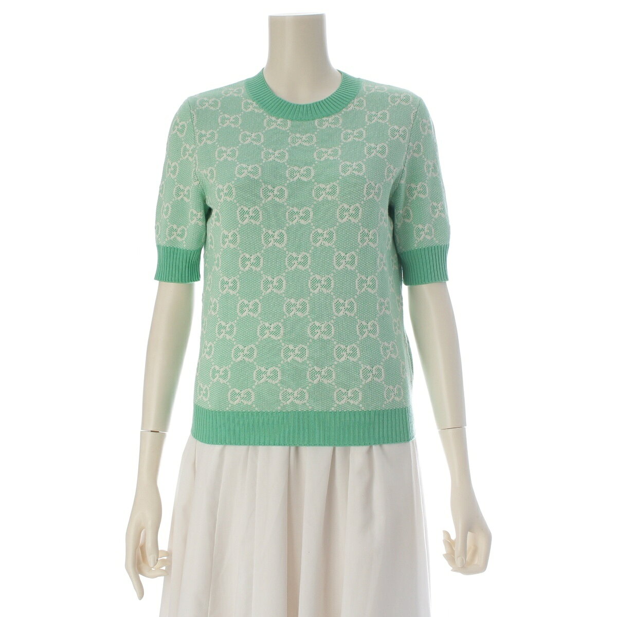 Other - グッチ GUCCI GGジャガード 半袖 ニット トップス 629456 グリーン XS【中古】【正規品保証】
