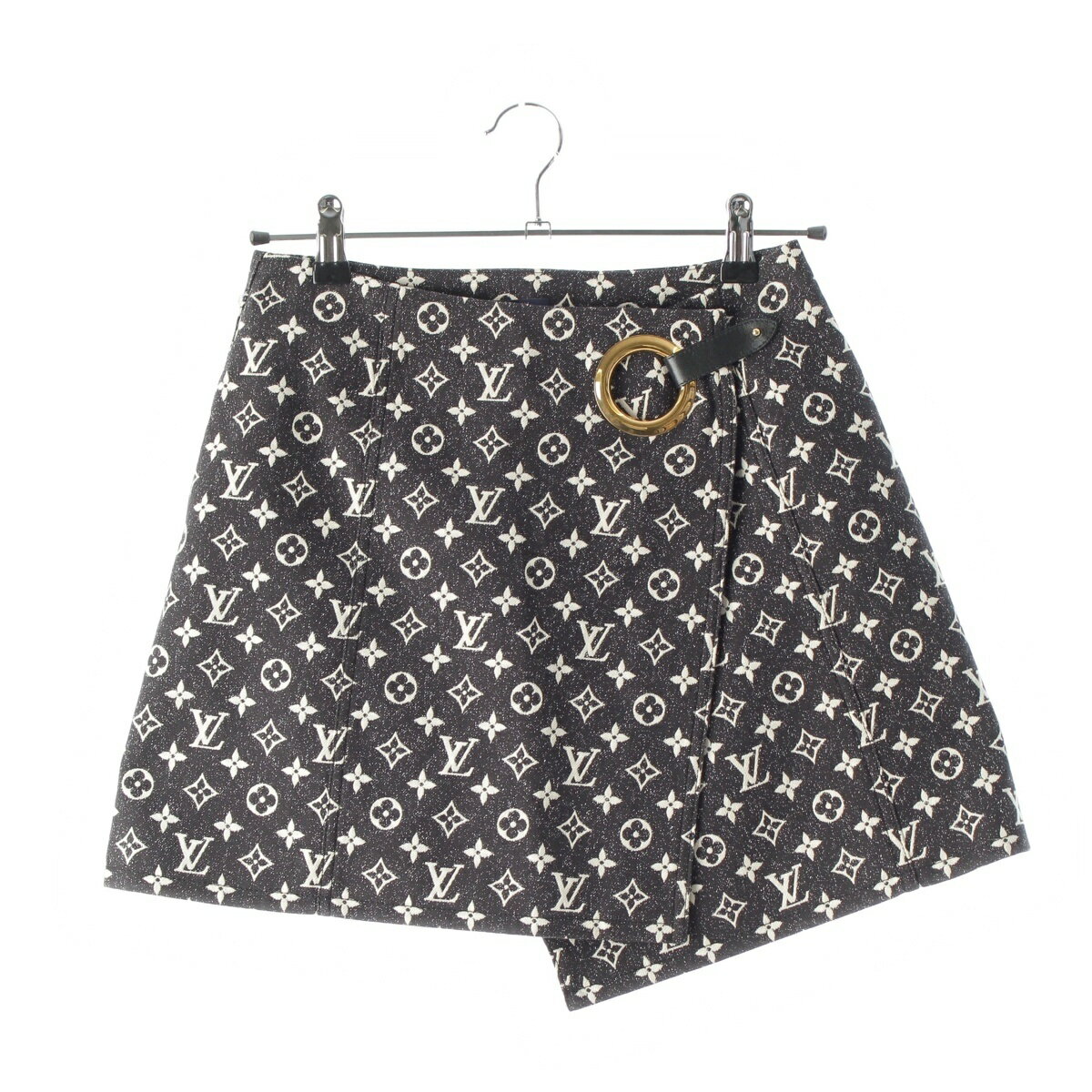 Rakuten - ルイヴィトン LOUIS VUITTON 23年 モノグラム コットン 牛革 ジャガード ミニ スカート RW231A KJ2 FOSK69 ブラック 34【中古】【正規品保証】