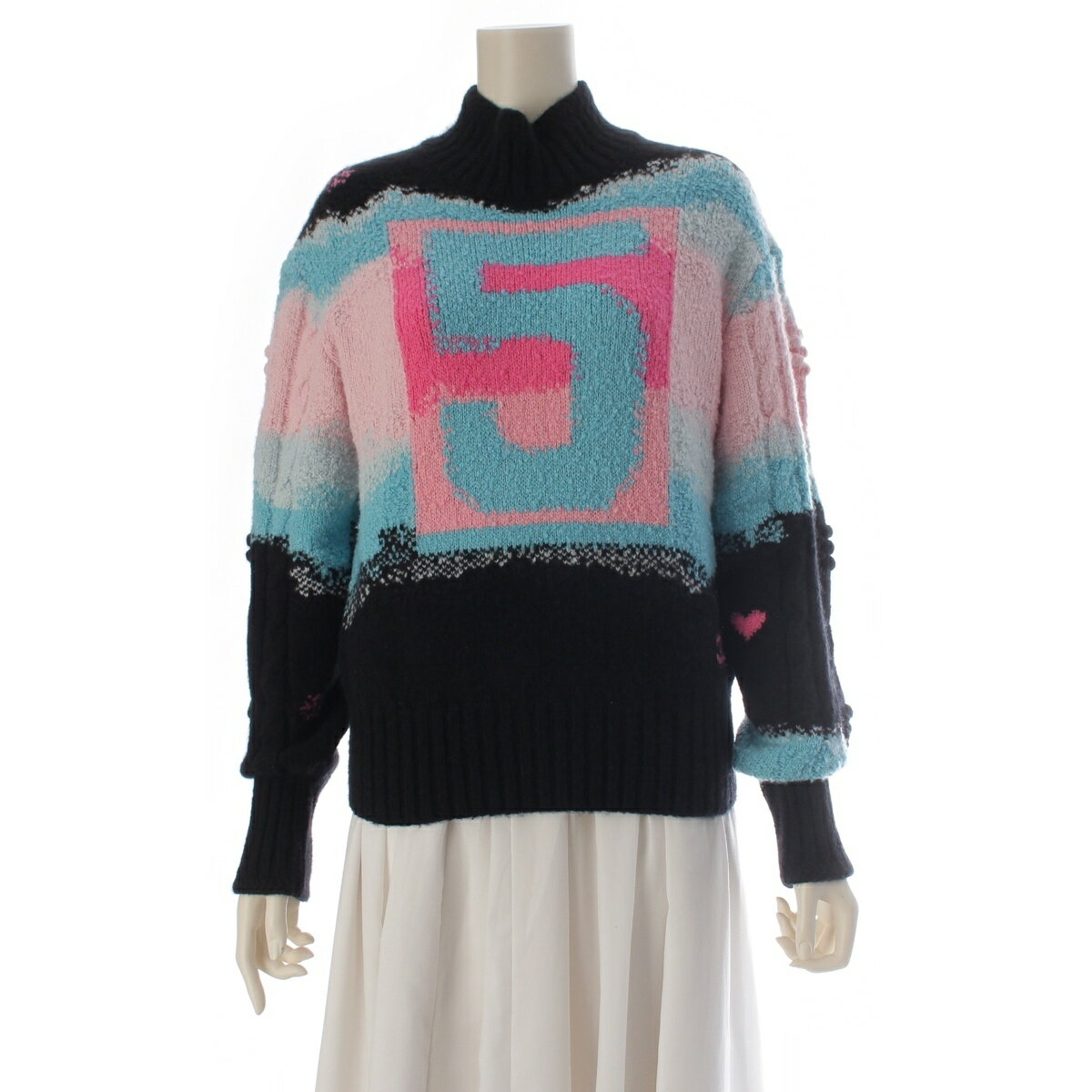 Rakuten - シャネル CHANEL カシミヤ×ウール No.5 ココマーク ハイネック セーター P73247 マルチカラー 34【中古】【正規品保証】