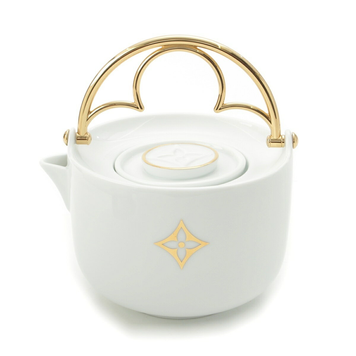 乐天商城 - ルイヴィトン LOUIS VUITTON ポーセリン モノグラム ティーポット 食器 GI0816 ホワイト ゴールド【中古】【正規品保証】