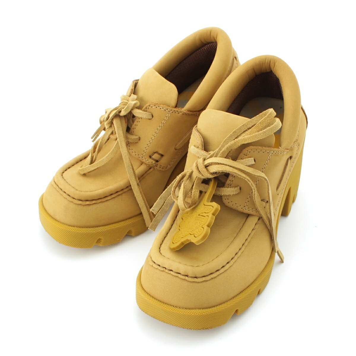 乐天商城 - バーバリー BURBERRY ヌバック スエード ヒール クリーパー 厚底 ローファー 80747251 ベージュ 37【中古】【正規品保証】