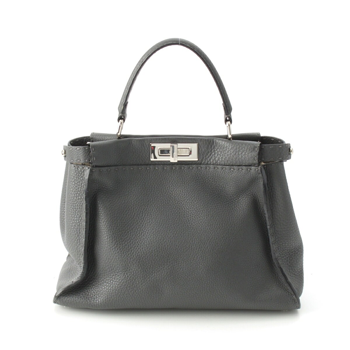 Rakuten - フェンディ FENDI ピーカブー セレリア レザー レギュラー ハンドバッグ 2WAY ショルダー 8BN290 グレー【中古】【正規品保証】