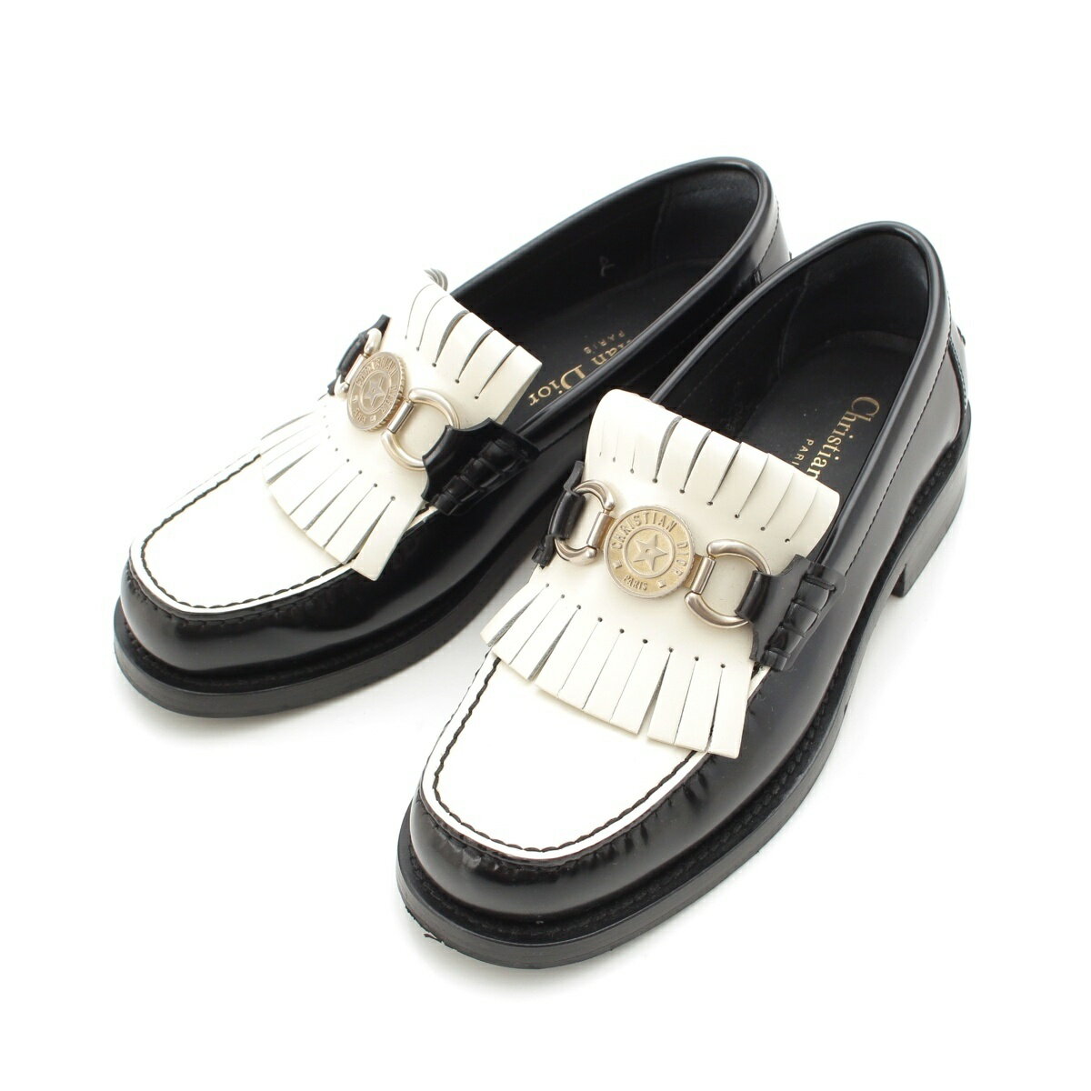 Rakuten - クリスチャンディオール Christian Dior ディオール ボーイ DIOR BOY プラットフォーム モカシン ローファー シューズ バイカラー ホワイト ブラック 35【中古】【正規品保証】