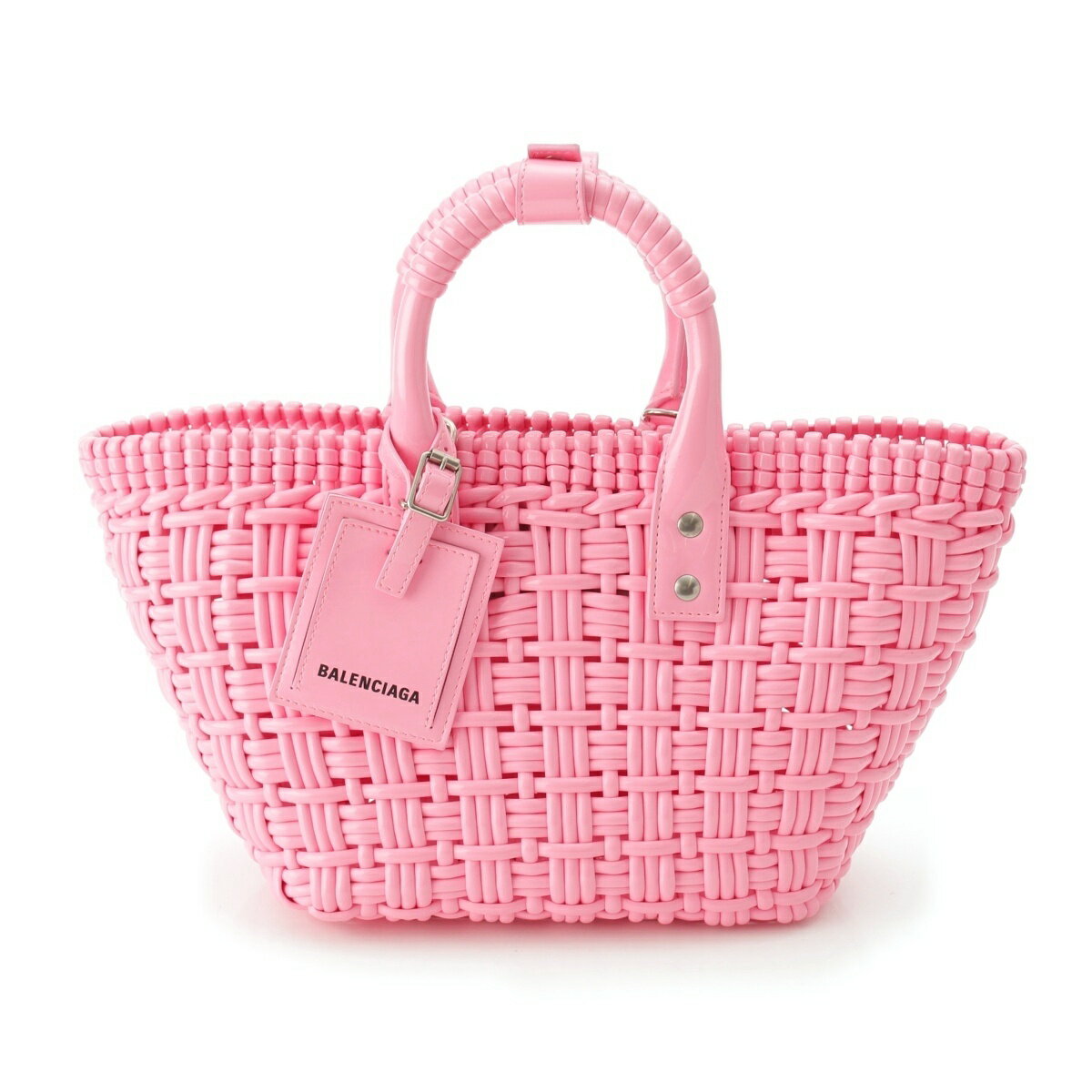 BALENCIAGA - バレンシアガ BALENCIAGA PVC ビストロバスケット トートバッグ 671342 ピンク XS【中古】【正規品保証】