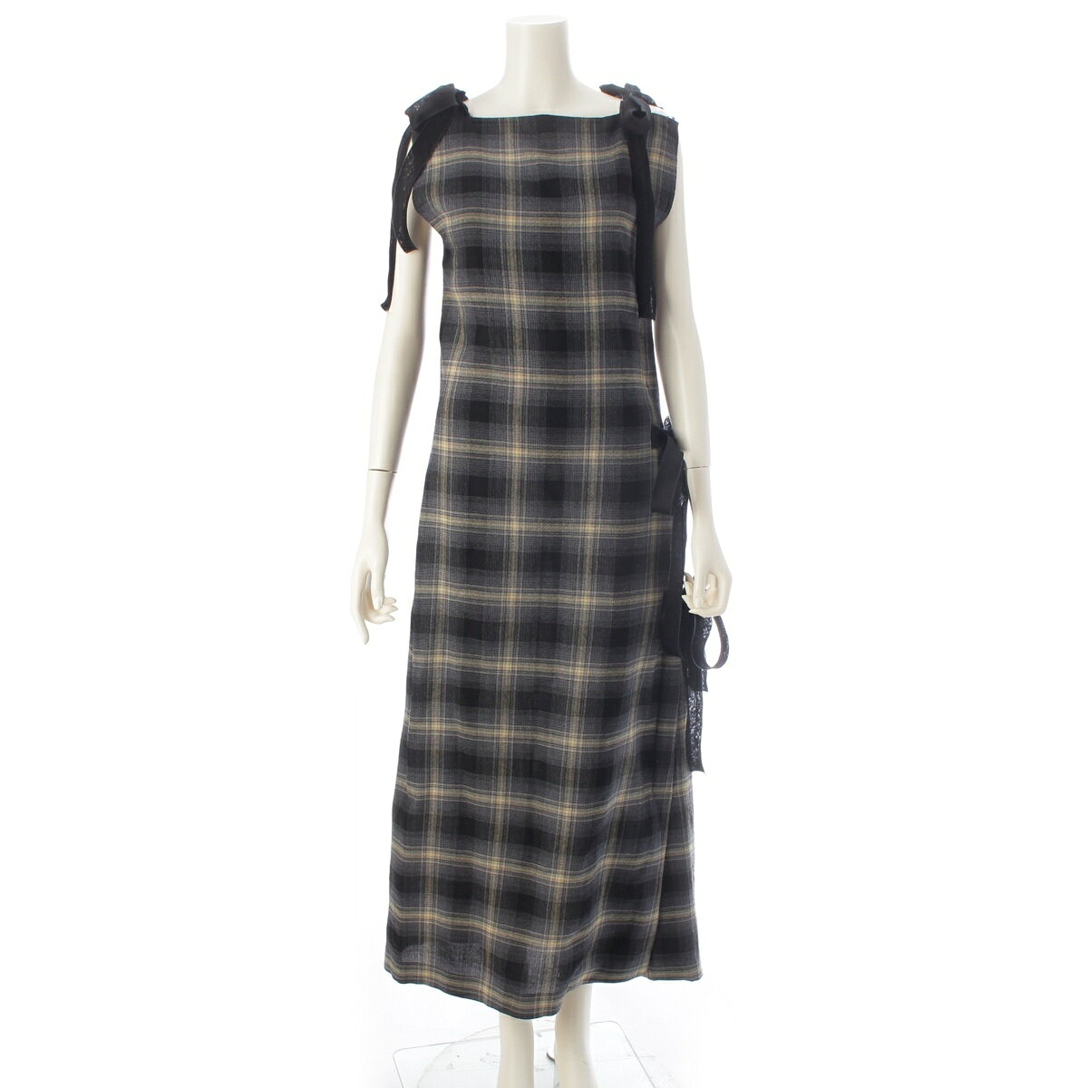 Rakuten - ザロウ THE ROW DOM DRESS コットン ドレス シャドーチェック ロング キャミソール 変型 ワンピース 8637 W3793 マルチカラー 0【中古】【正規品保証】