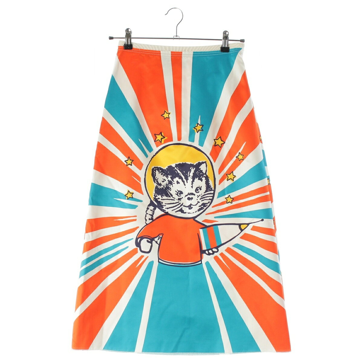 Rakuten - グッチ GUCCI 17年 シルク ミケーレ スペースキャット イラスト プリント ロング スカート ボトムス 476648 マルチカラー 38【中古】【正規品保証】